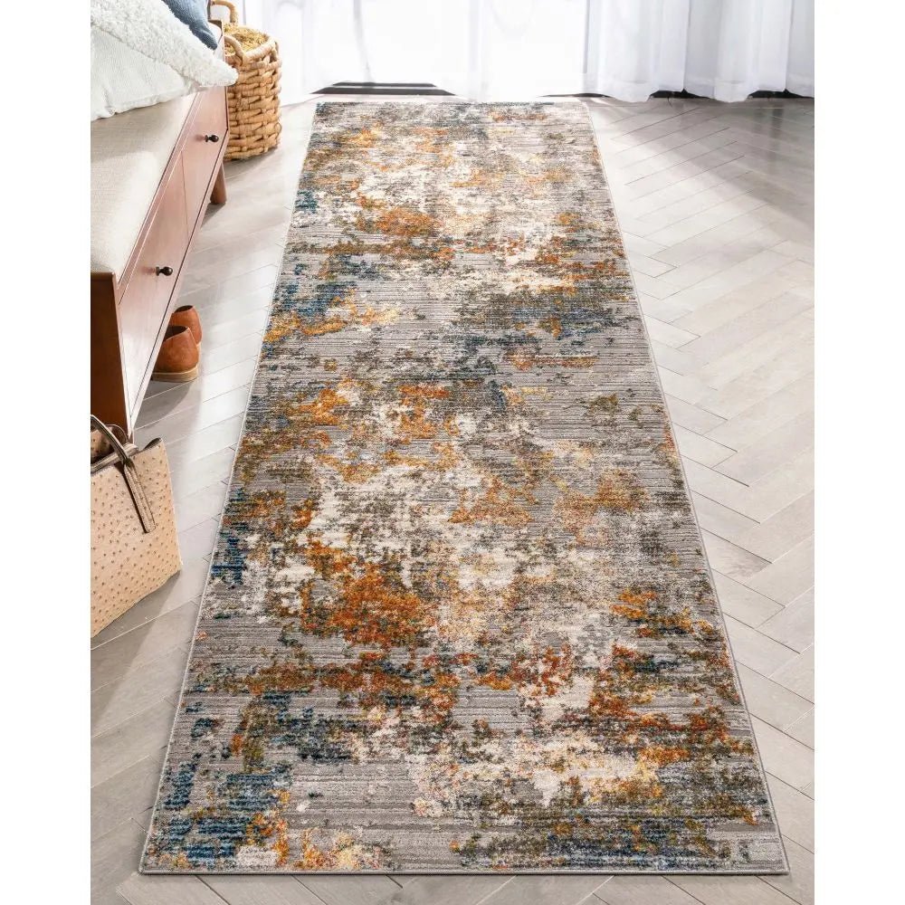Abstract Modern Distressed Grey Multi High-Low Rug、mySite、gigharbornorthrealestate