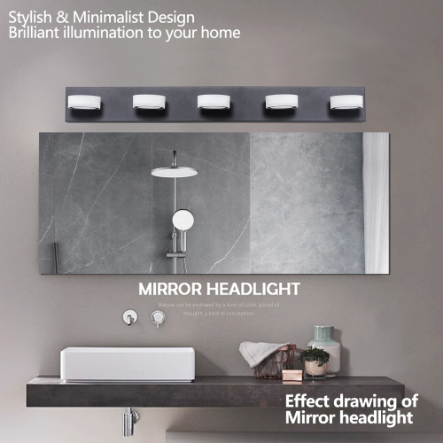 52" Modern 7-Light LED Vanity Light Fixture - Chrome Finish with Acrylic Light Shades - Energy-Efficient Bathroom Wall Sconce - Dimmable for Mirror, Shower, and Bathroom Decor、、eastwooduniform