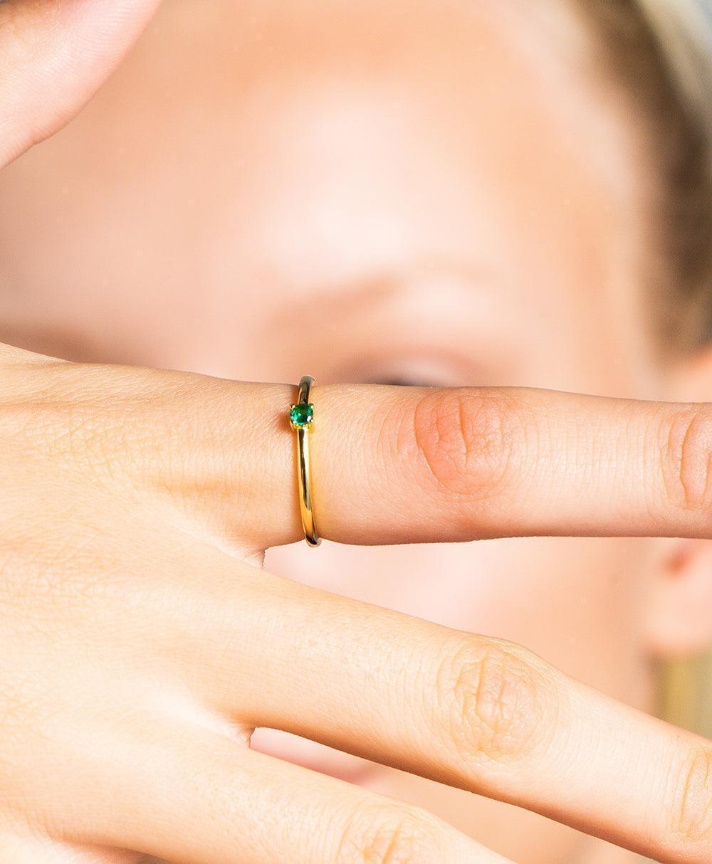  Rosa Ring Emerald 18ct Gold Plated