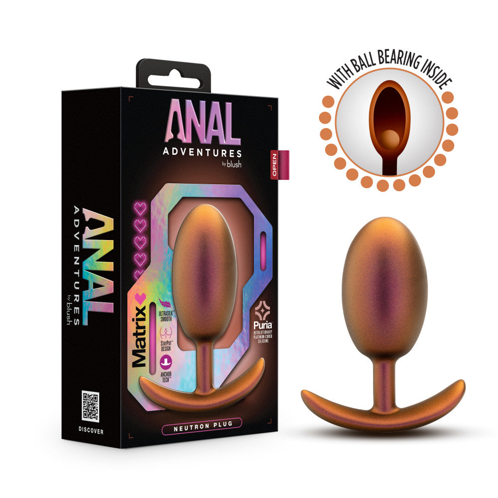 Anal Adventures Matrix By Blush® | The Neutron Plug: 4 inch Vibrating Inner Ball Butt Plug in Cosmic Copper | With Stayput™ Technology & Anchortech™ Base、mySite、bottomscart