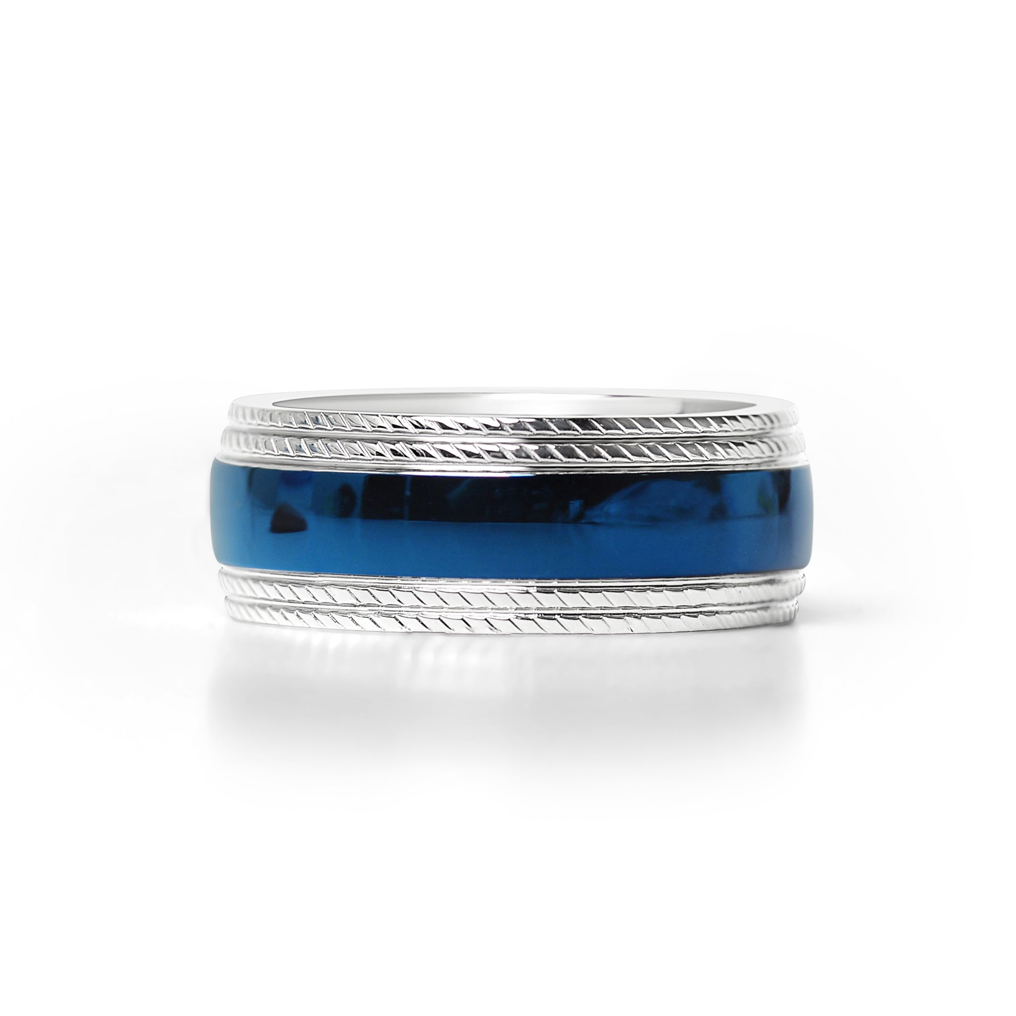 Stainless Steel Blue Center With Lined Patterned Edge Ring / CFR7003、mySite、dreamappss