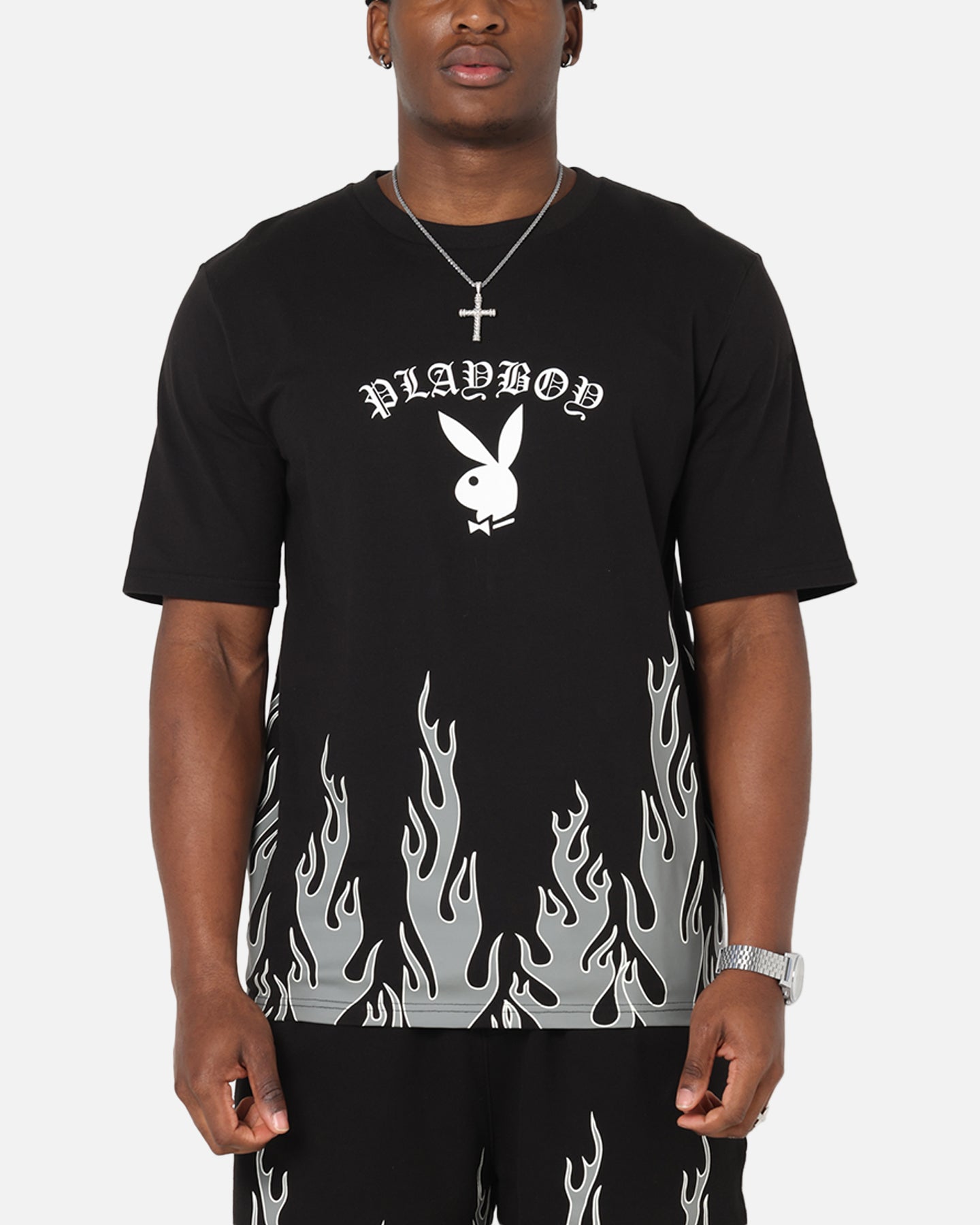 Playboy Gothic Flames T-Shirt Black、mySite、zt4zffjzw