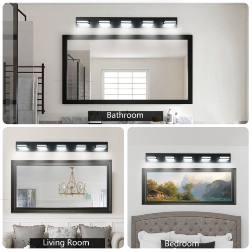 Modern Chrome LED Vanity Light, 5-Lights Wall Sconce for Bathroom and Mirror, Sleek Minimalist Design, Energy-Efficient, Easy to Install、、eastwooduniform