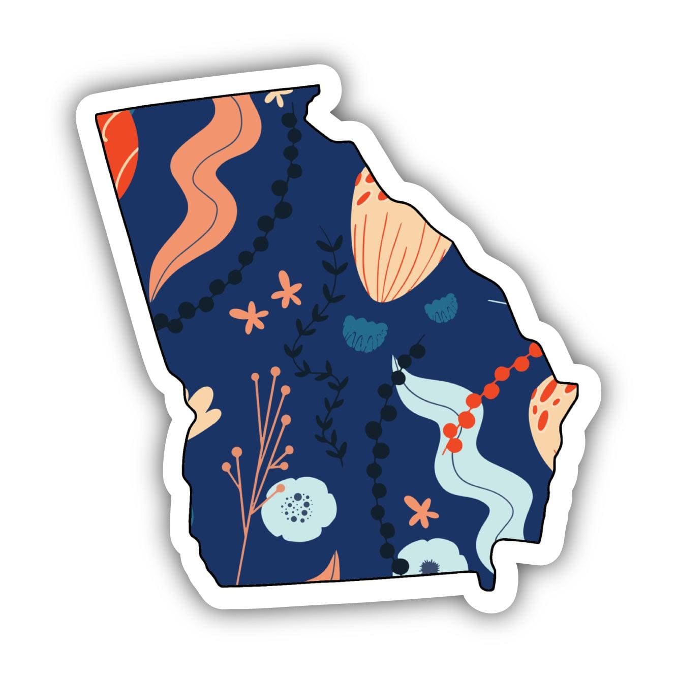  Georgia Blue Floral Abstract Sticker、mySite、ghnorth
