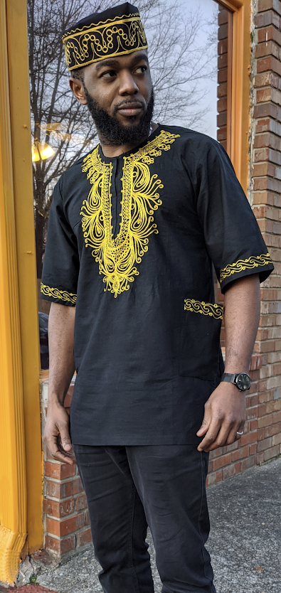 Black Dashiki with Gold Embroidery-DP3781M、mySite、solidvoid