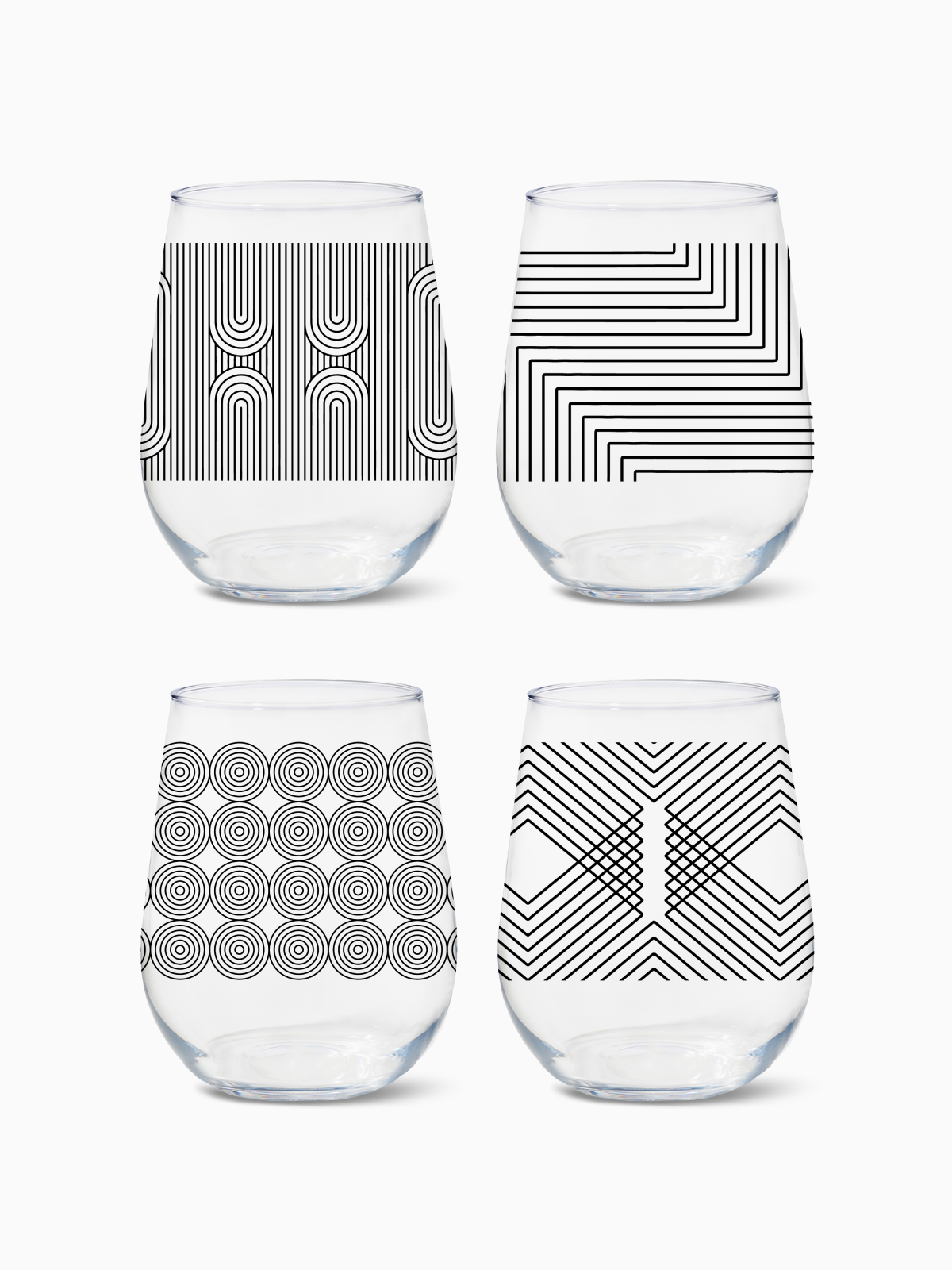 Modern Geometric - RESERVE 16oz Stemless Wine Tritan Copolyester Glass、mySite、camillekostekn