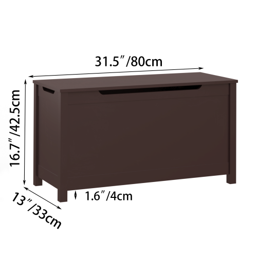 Kids Wooden Toy Box Storage with Safety Hinged Lid for Ages 2+ (White)、、casual