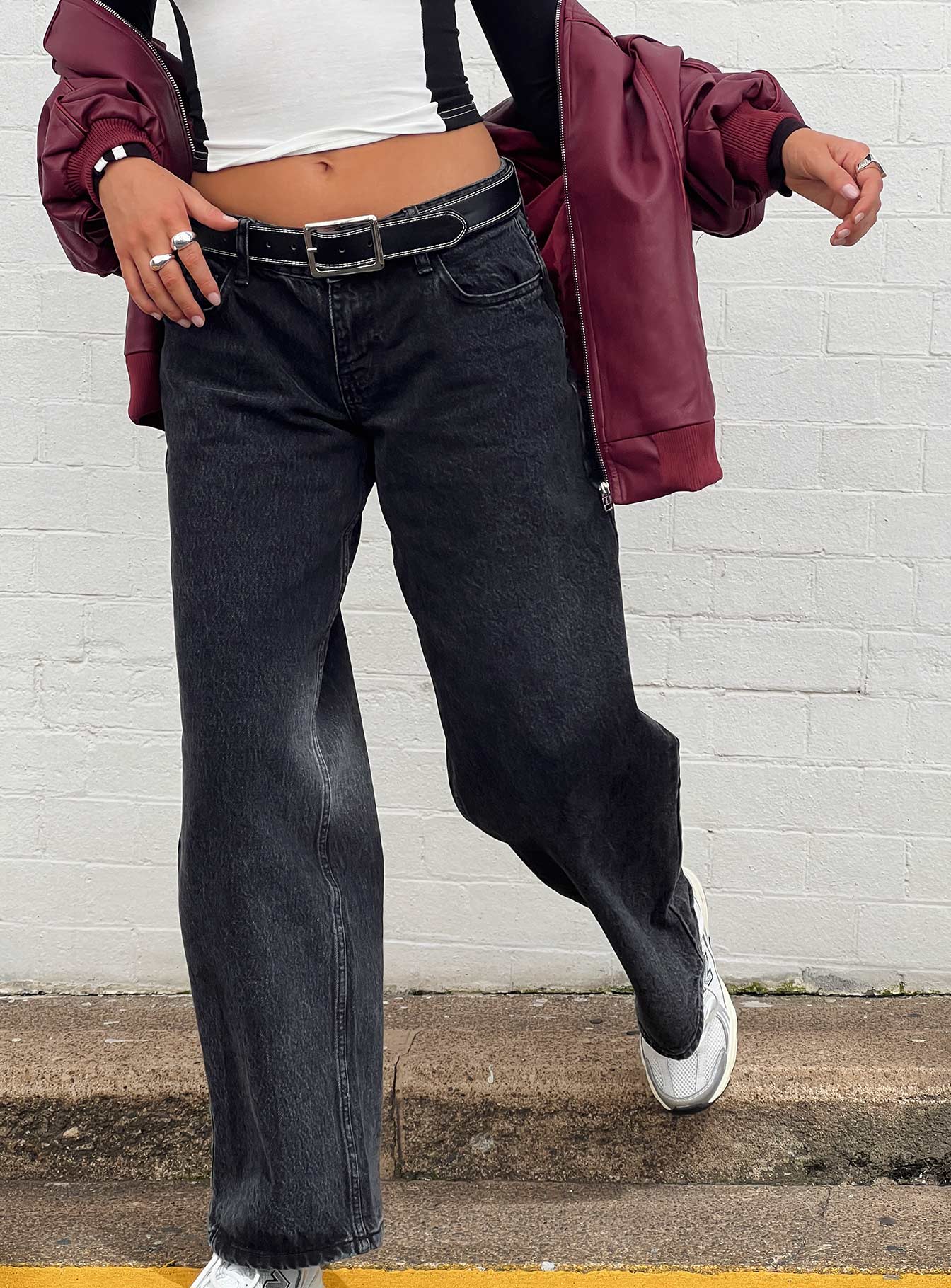 Ellanor Low Rise Slouch Denim Jean Washed Black、mySite、solidvoid