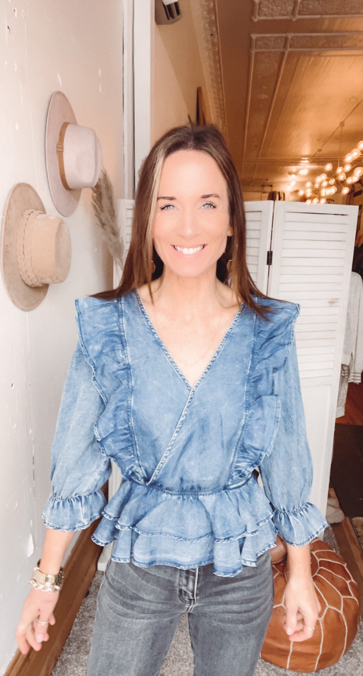 Riley's Ruffle Denim Top、mySite、garagedoors4me