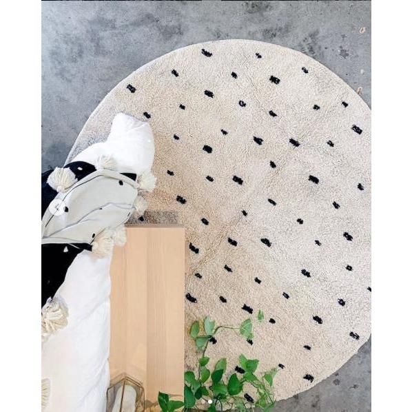 Cotton Berber Going Dotty Black Round Washable Area Rug、mySite、gigharbornorthrealestate