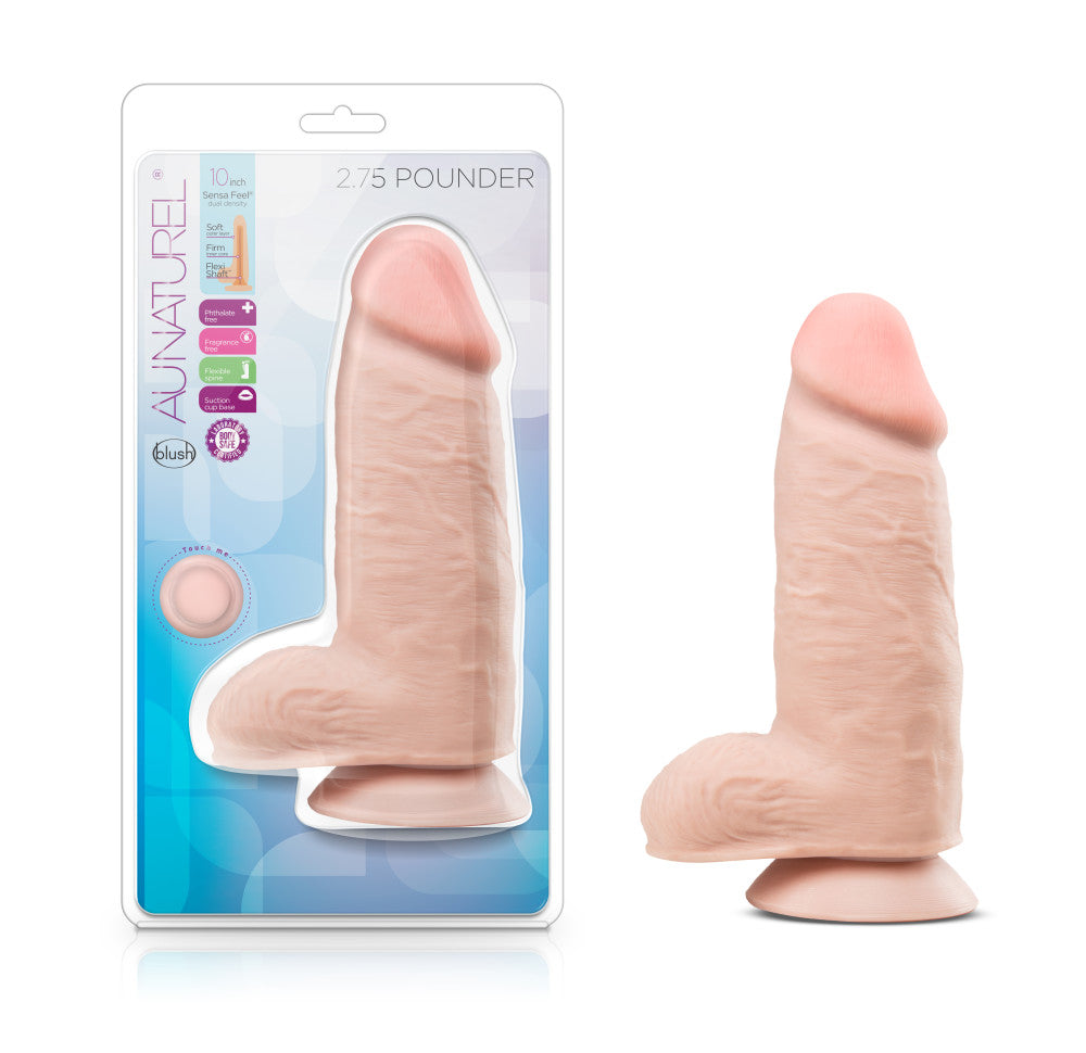 Au Naturel By Blush® | Realistic Vanilla 10-Inch Long Dildo With Balls & Suction Cup Base、mySite、bottomscart