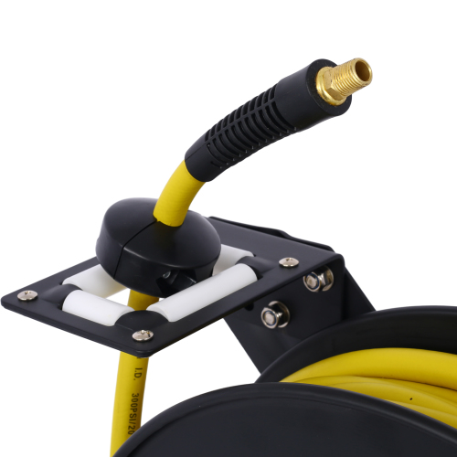 Air Reel Retractable 3/8" Inch x 50' Feet Premium Commercial Flex Hybrid Polymer Hose Max 300 PSI Heavy Duty Steel Frame、、eastwooduniform
