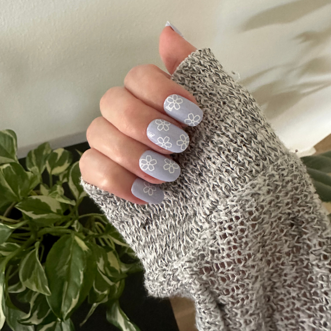 Floral Doodle | Short | Round - Tab Press-On、mySite、solidvoid