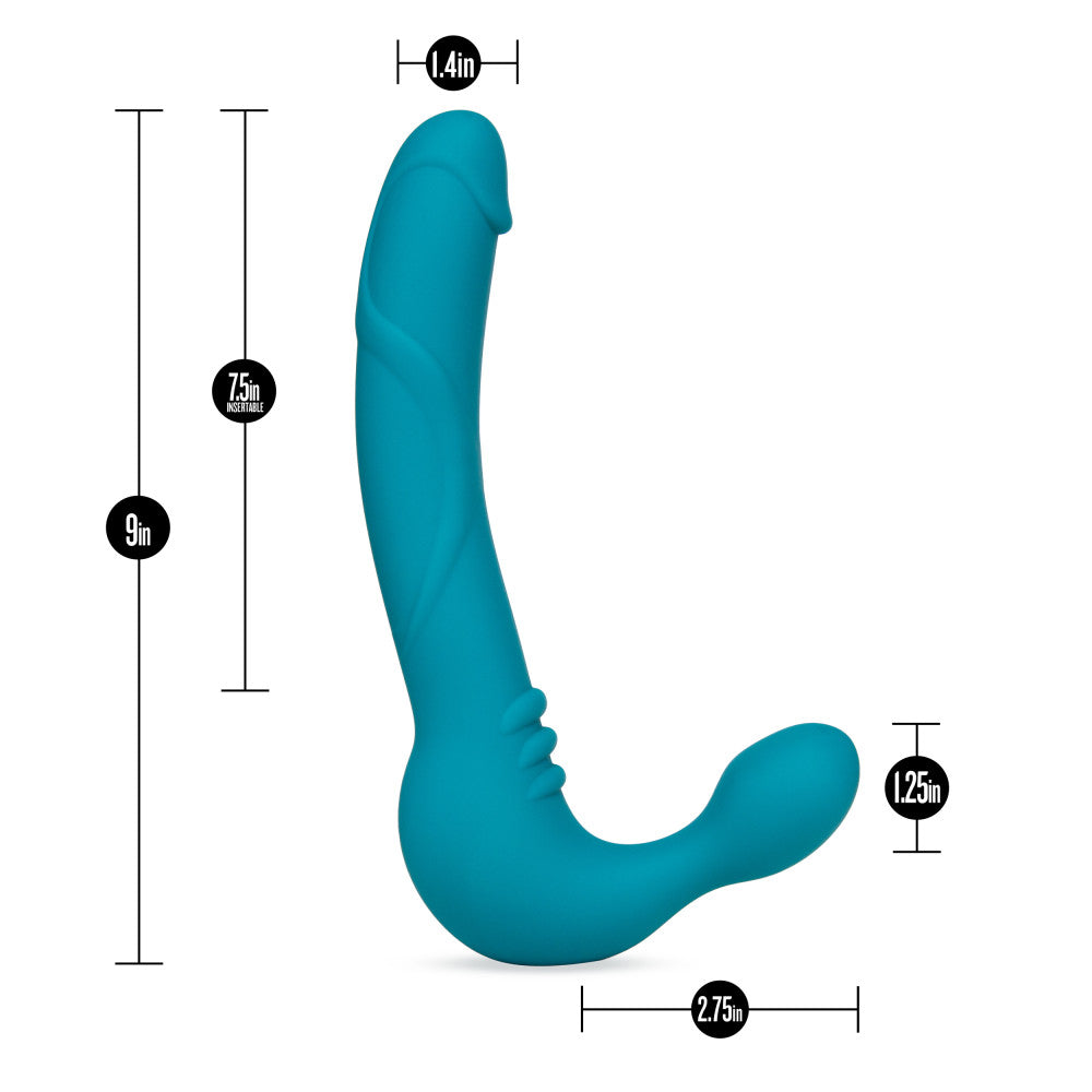 Temptasia By Blush® | Luna Curved Teal 9-Inch Long Rechargeable Vibrating Dildo、mySite、bottomscart