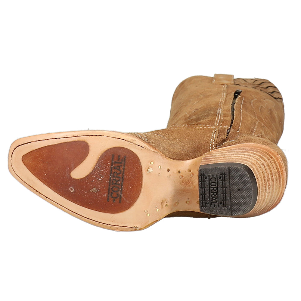 Suede Embroidered Tall Snip Toe Cowboy Boots、mySite、gtrtttuynbv