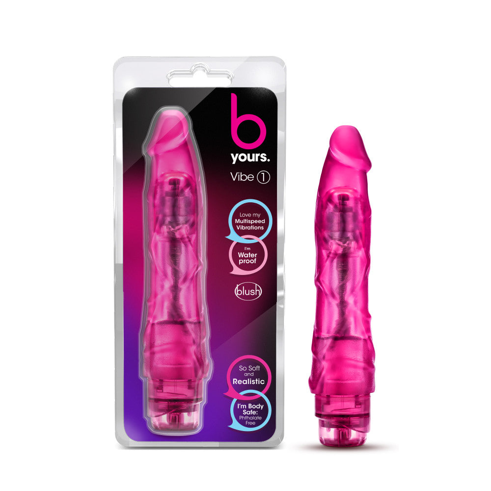 B Yours By Blush® | Vibe #1 Realistic Pink 9-Inch Long Vibrating Dildo、mySite、bottomscart