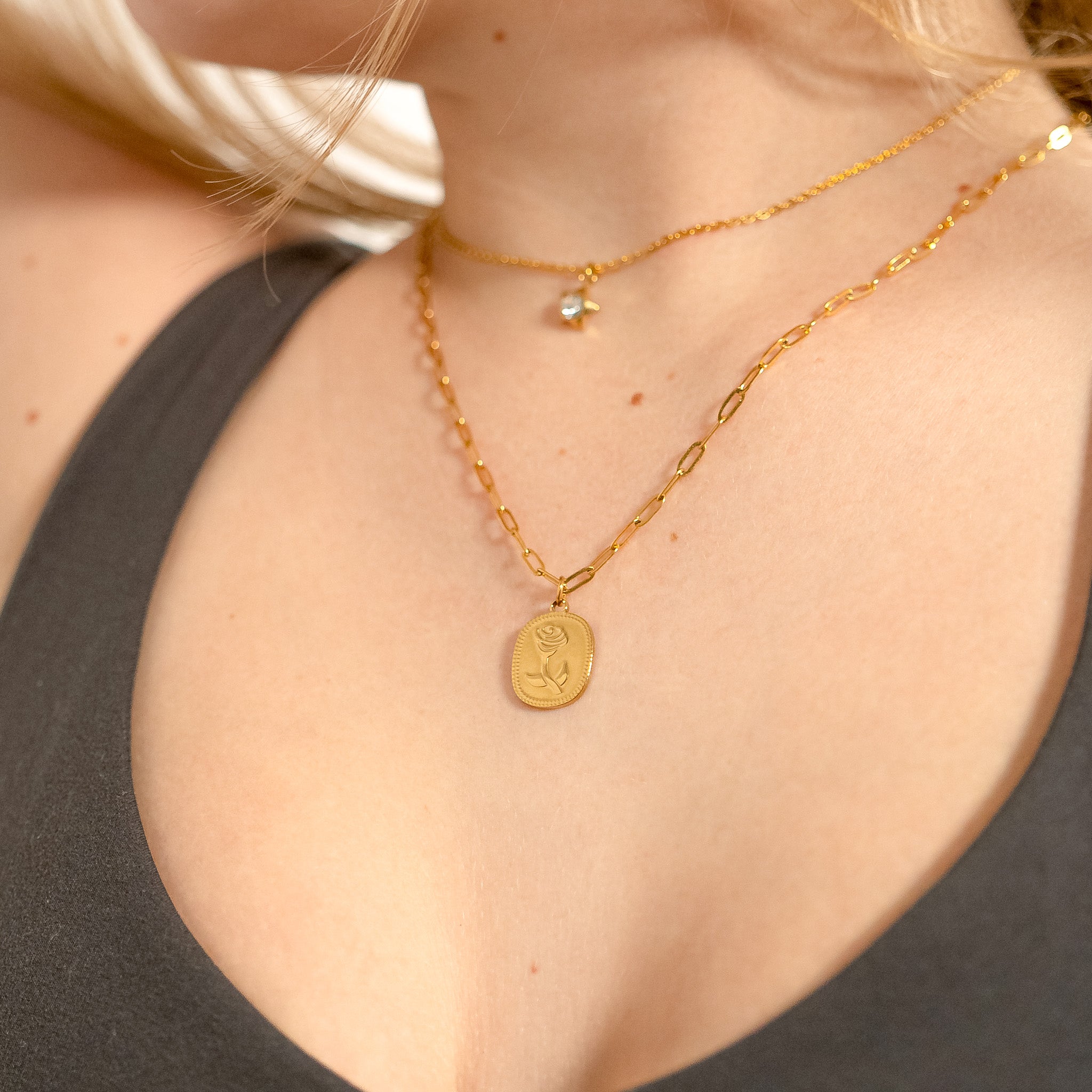 18K Gold PVD Stainless Steel Star with Cubic Zirconia Charm / PDL0112、mySite、dreamappss