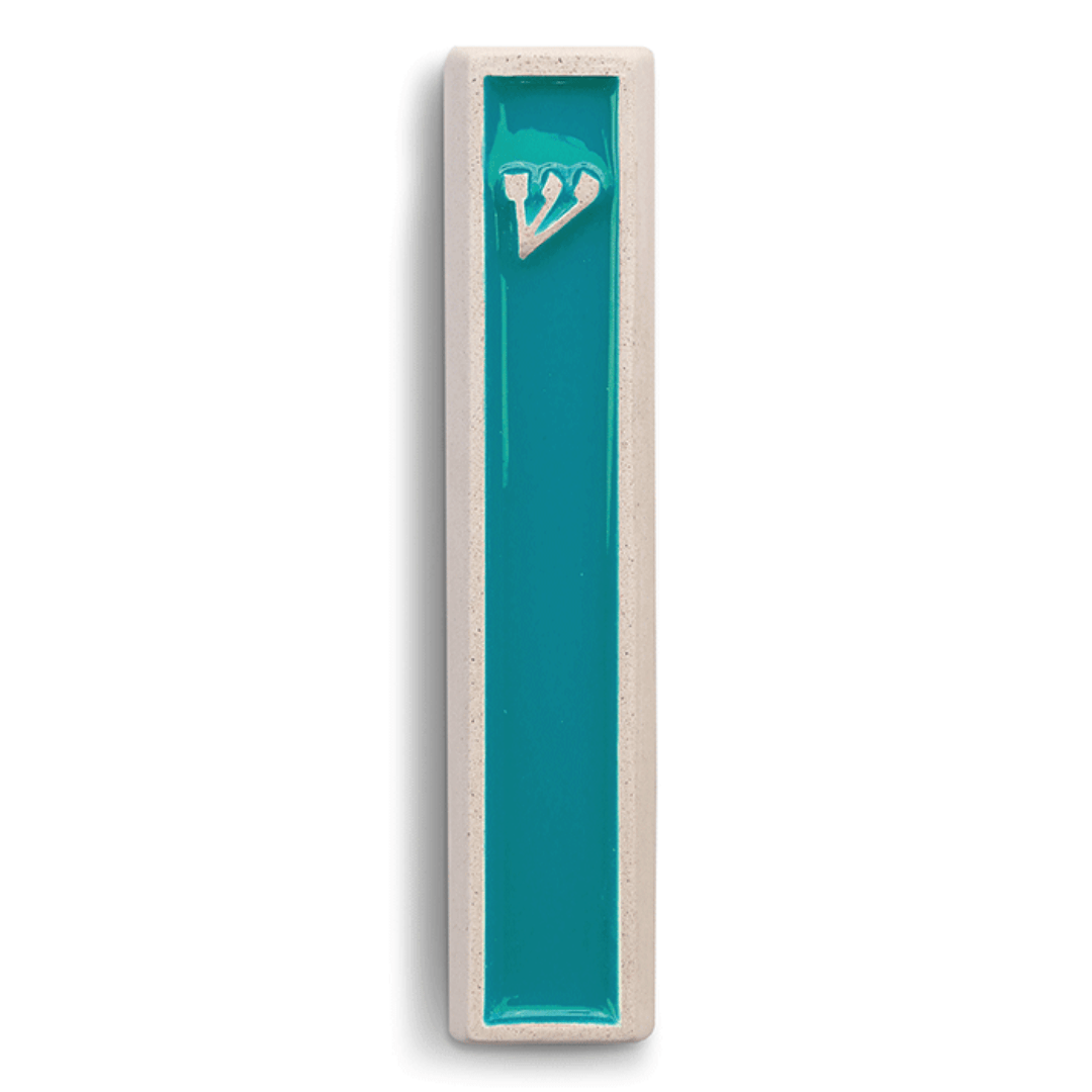 Concrete Shin Mezuzah in Turquoise and White by ceMMent、mySite、topwebapps