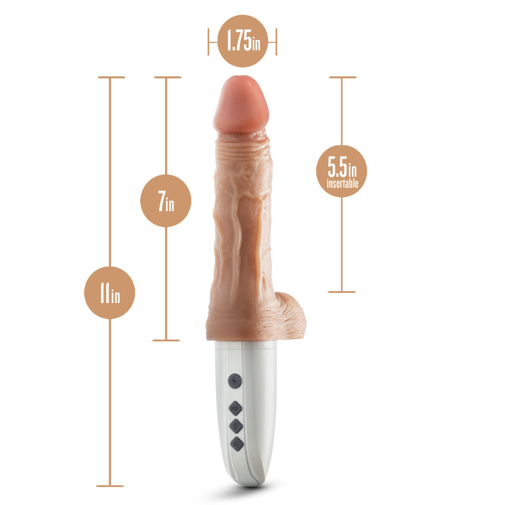 Dr. Skin Silicone By Blush® | Dr. Hammer 7 Inch Vibrating And Thrusting Dildo – Soft Liquid Silicone Realistic Penis With Warming Sensations – Beige、mySite、bottomscart