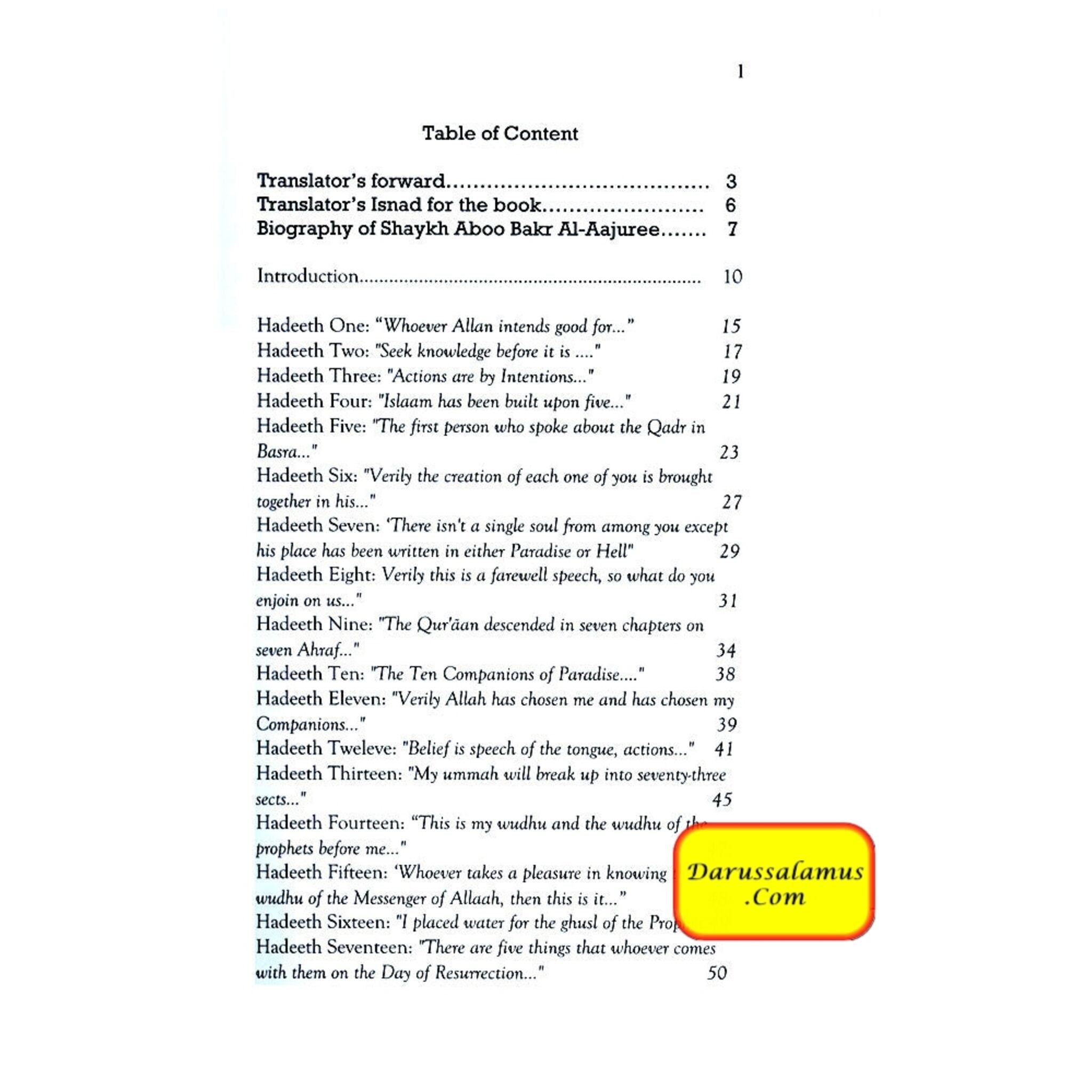 Forty Hadeeth Al Aajuree Classic of 40 Hadeeth Collections By Al-Imam Abu Bakr Muhammad Ibnul Hussain Al-Aajuree、mySite、topwebapps