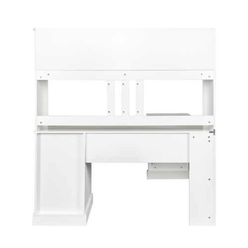 Home Office Computer Desk with Hutch, Antiqued White finish、、casual
