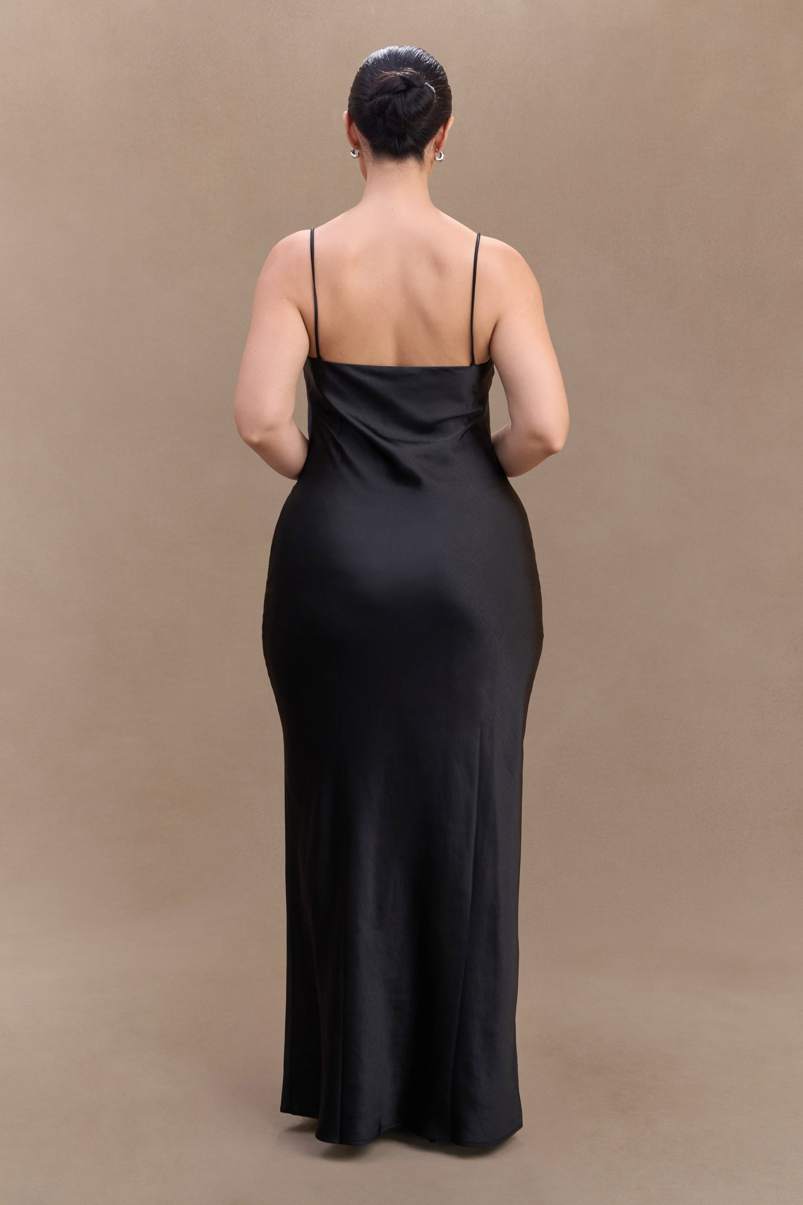 Lilly Sweetheart Satin Maxi Dress - Black、mySite、solidvoid