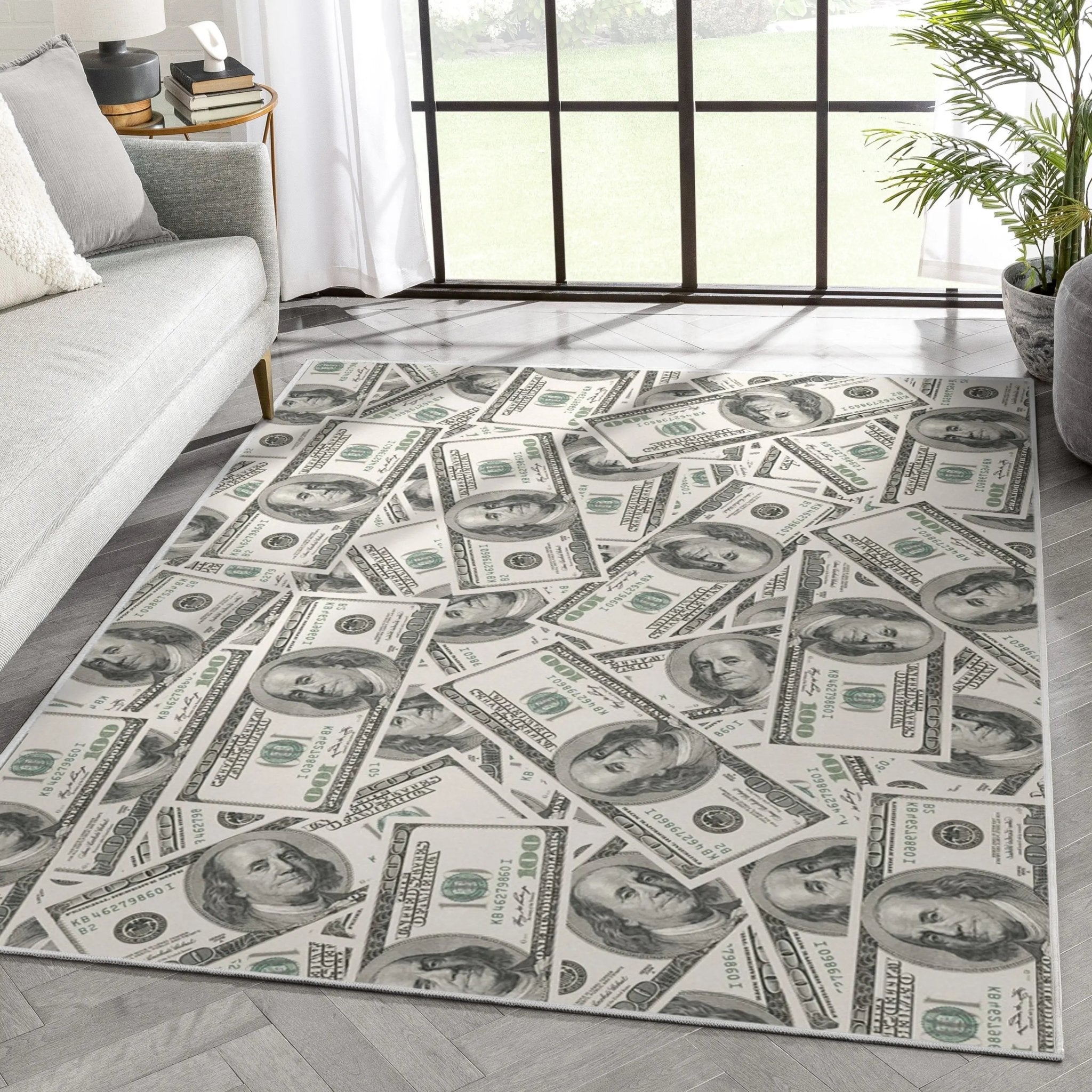 Classic Hundred Dollar Bill 2006A Stacked Green Area Flat-Weave Rug、mySite、gigharbornorthrealestate