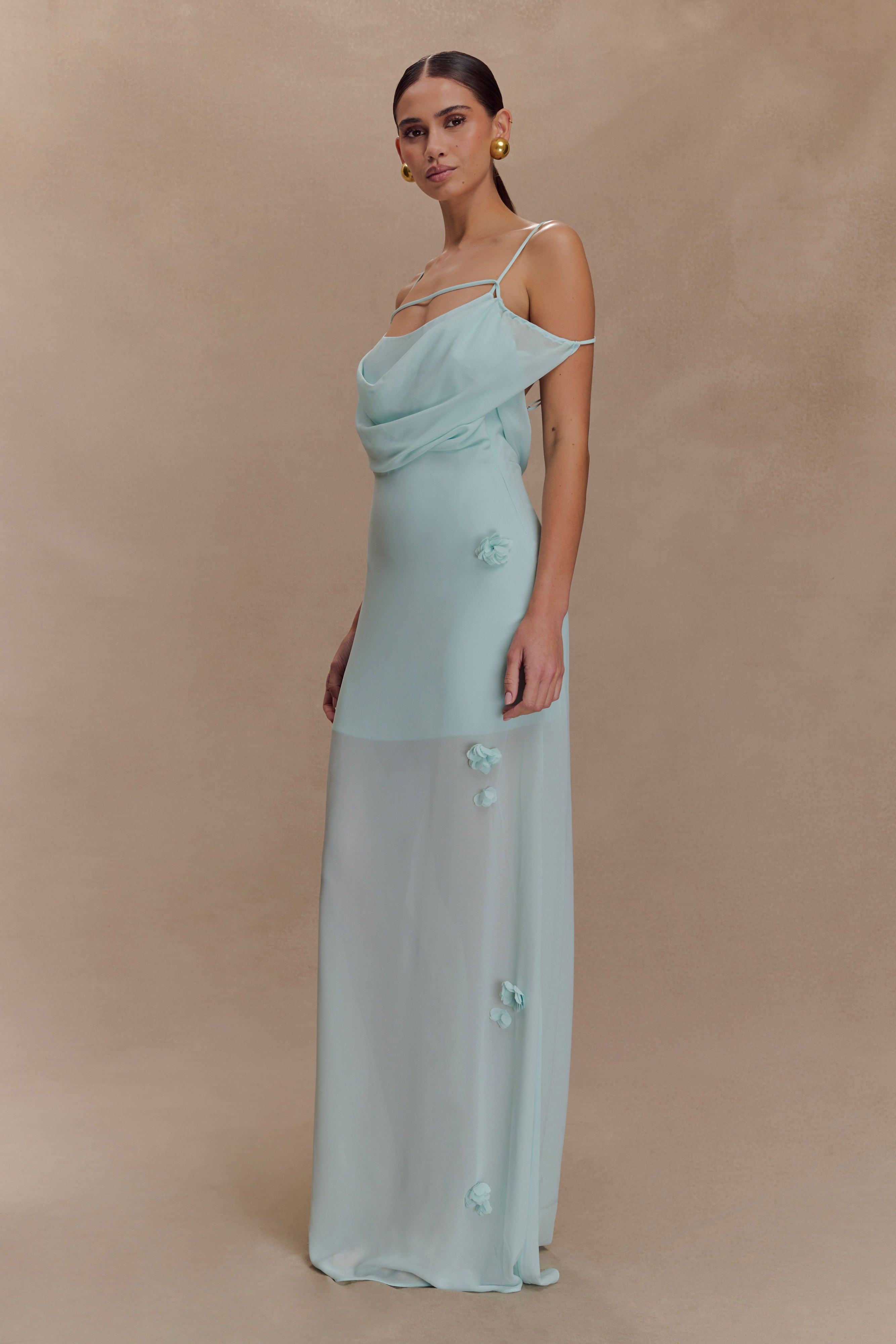 Rosalie Floral Chiffon Maxi Dress - Lagoon、mySite、solidvoid