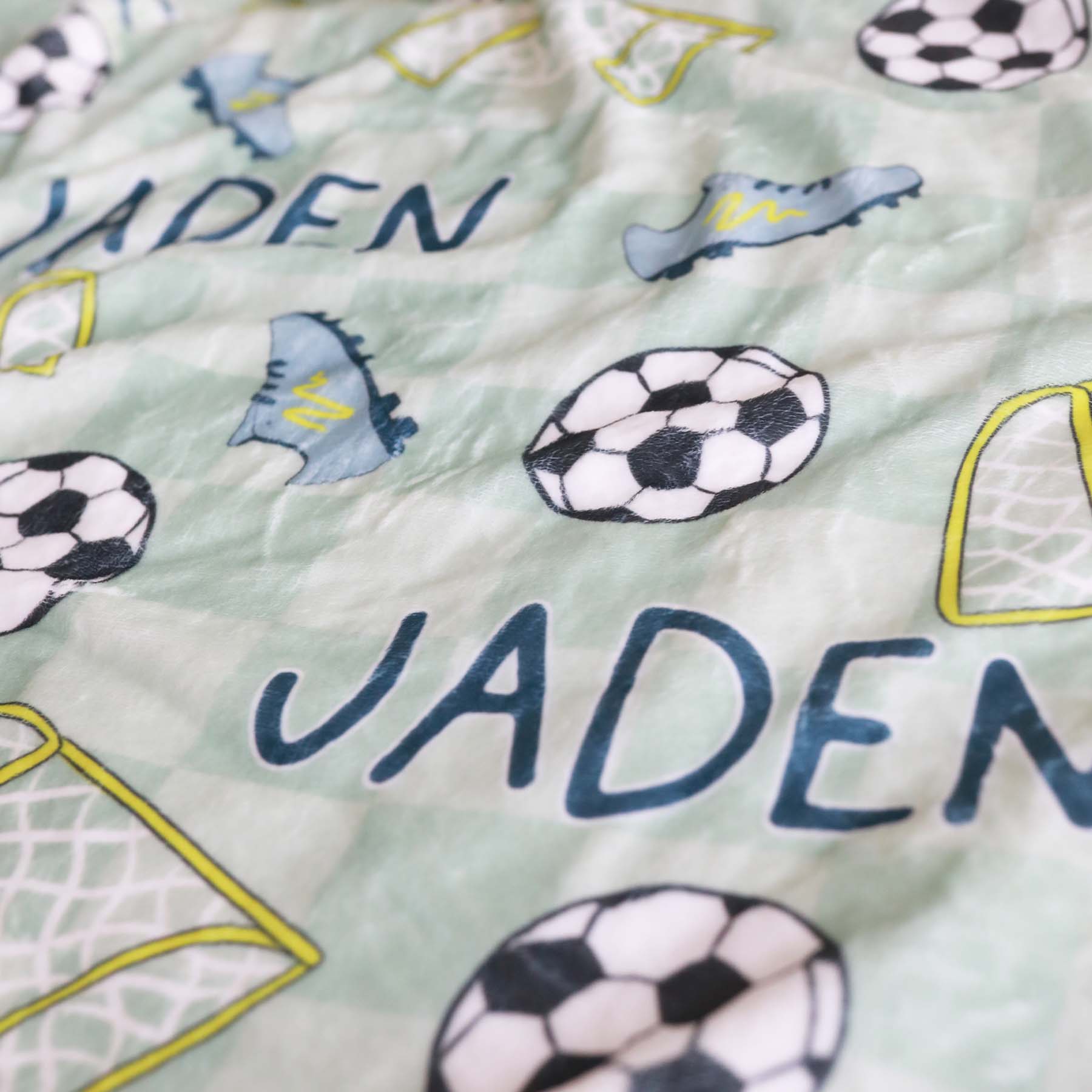  Soccer Star Personalized Kids Blanket | Green、mySite、layawaytickets