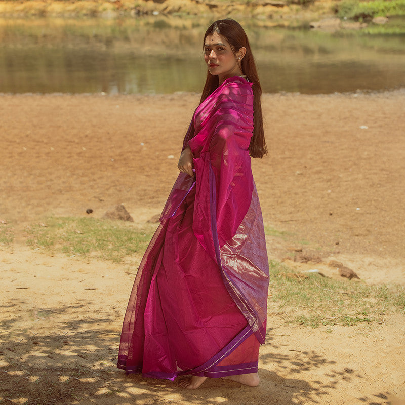 Chanderi Silk Cotton Pink Saree、mySite、camillekostekn