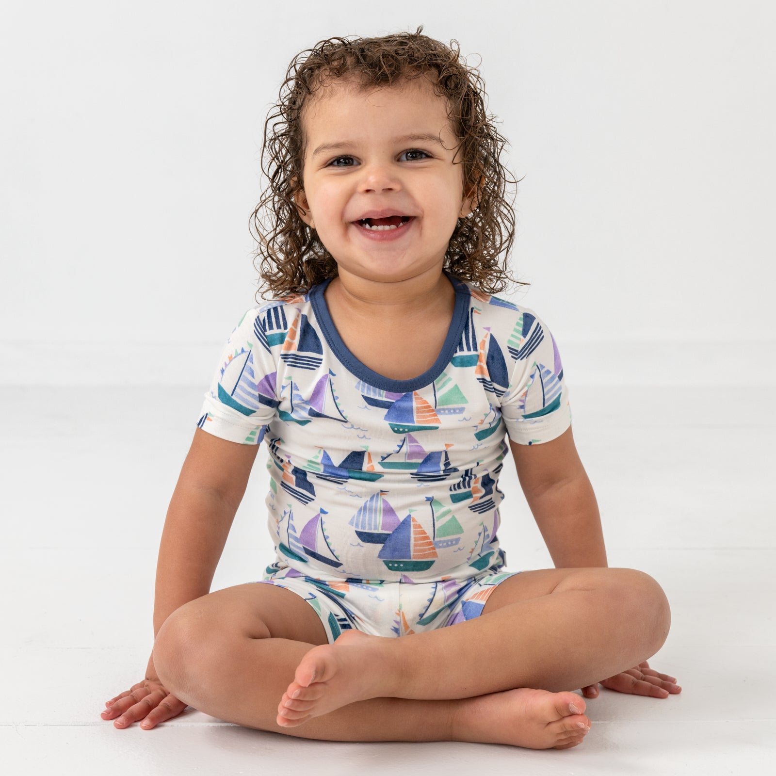 Seas The Day Two-Piece Short Sleeve & Shorts Pajama Set、mySite、g9winljtr