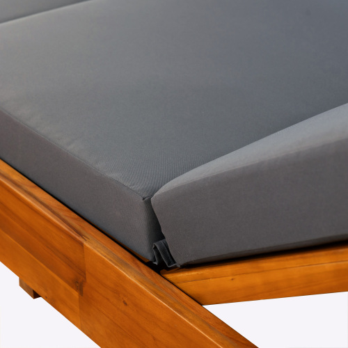 LOUNGE CHAISE SET, ACACIA WOOD WITH WATER-RESISTANT LOUNGE CUSHIONS (CREAM & 4 INCH THICK) - MATCHING DARK GREY VERSION AVAILABLE、、eastwooduniform