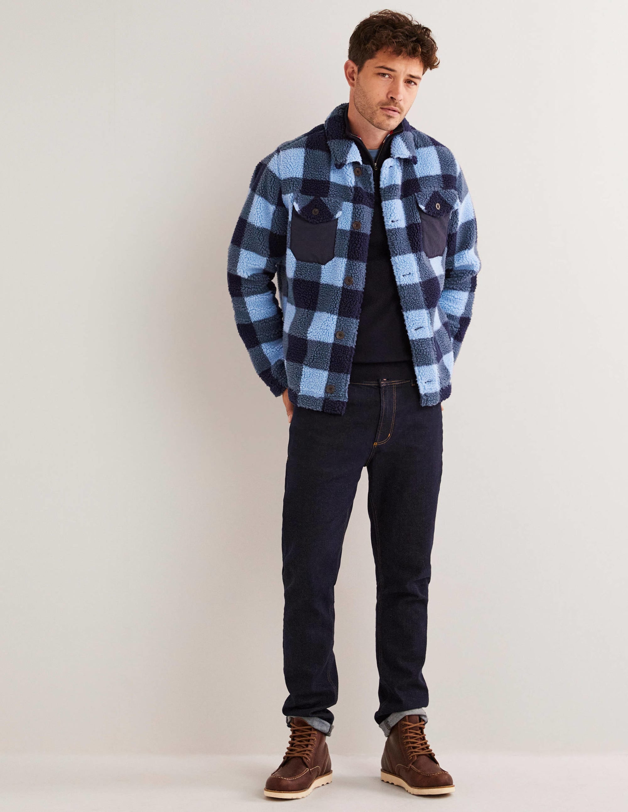  Sherpa Button up Shacket-Blue Check、mySite、ashleygrahame
