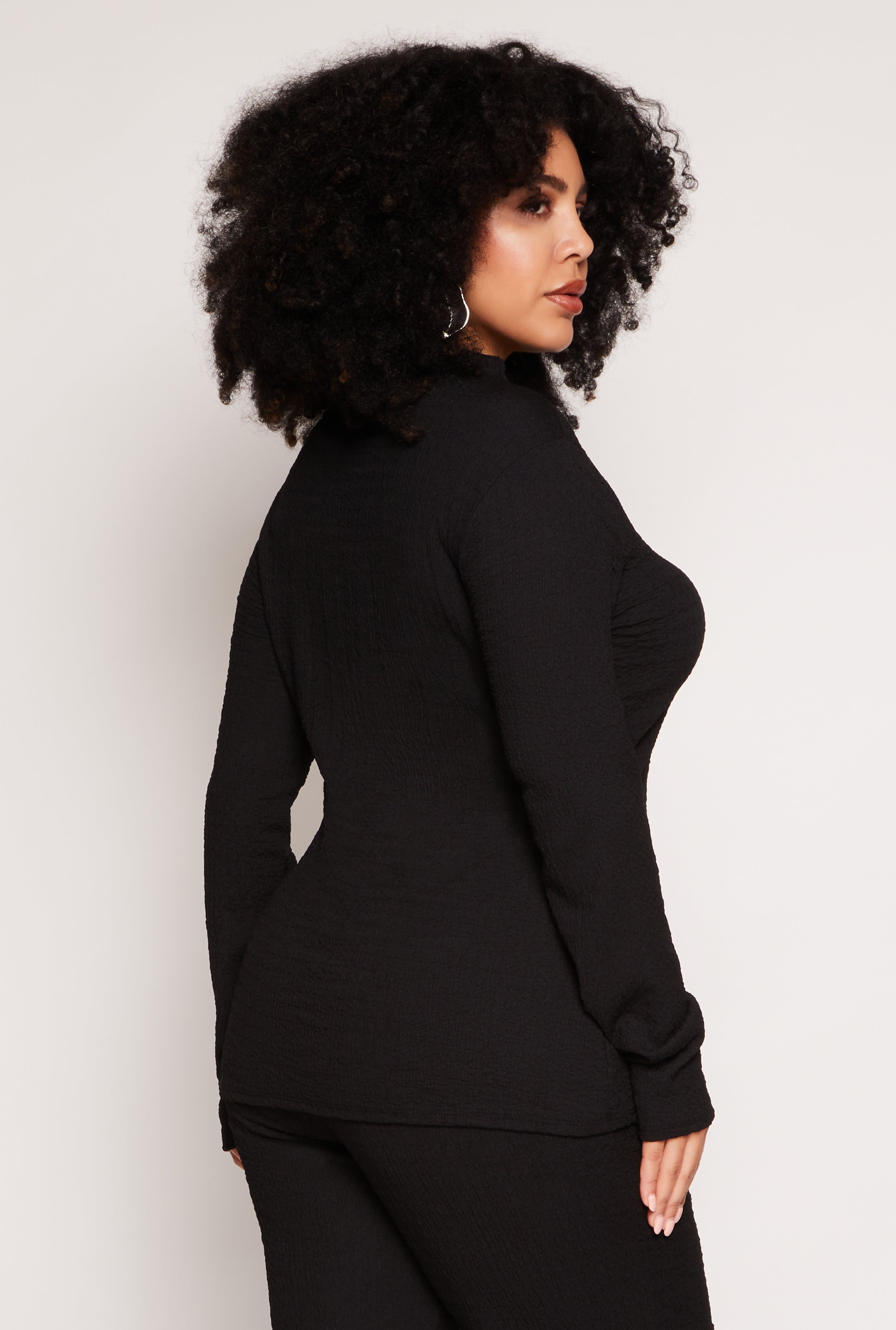 Plus Size Textured Knit Side Slit Top、mySite、camillekostekn