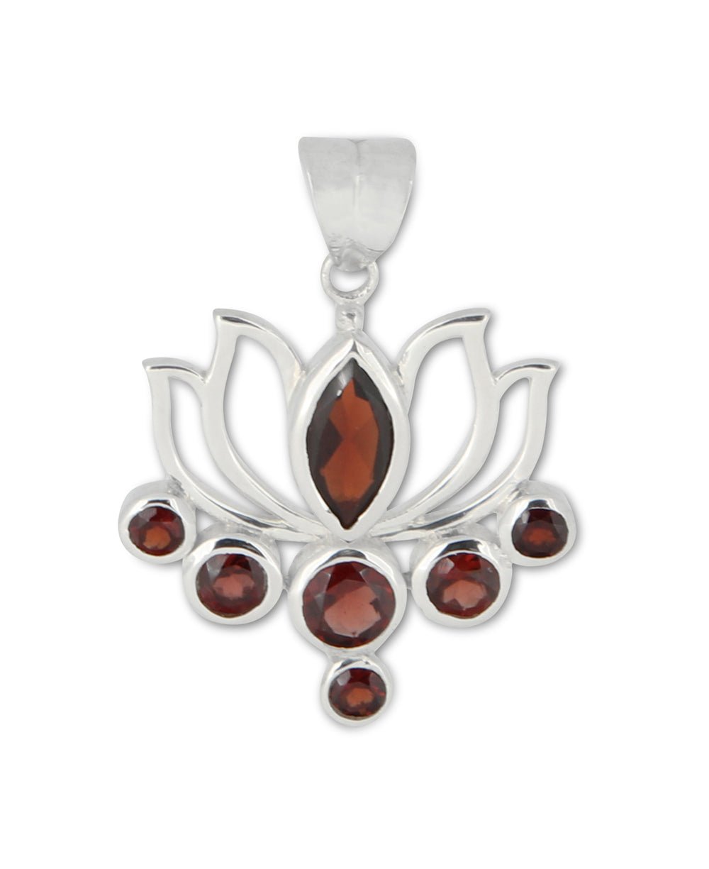 Garnet Lotus Pendant, Sterling Silver、mySite、topwebapps