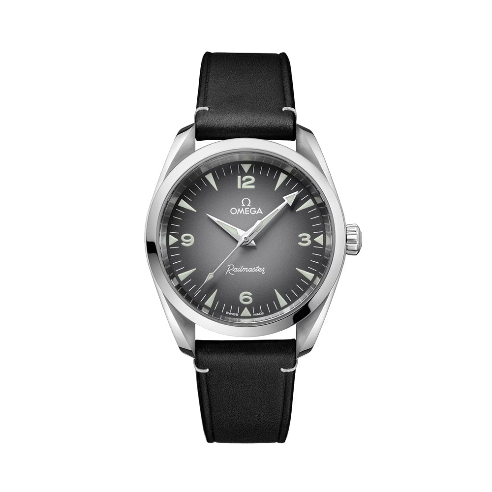  Seamaster Railmaster Co-Axial Master Chronometer 38mm - Grey on Leather Strap