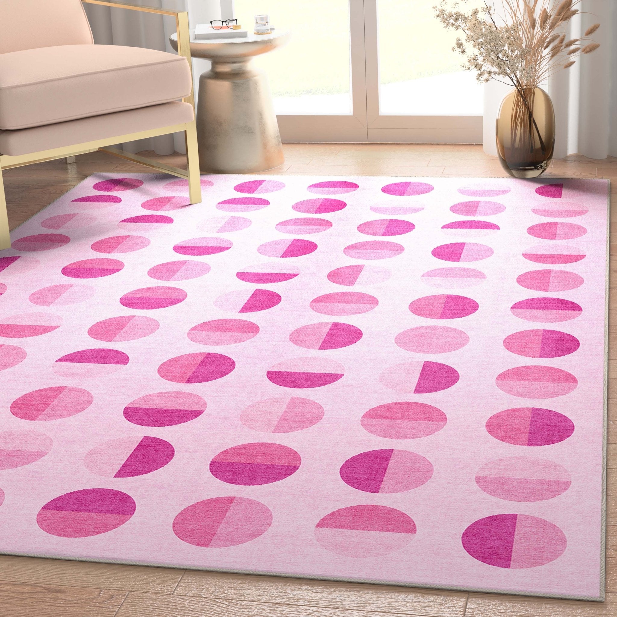 Apollo Geometric Modern Pink Rug for Living Room, Bedroom, Kitchen & Office、mySite、gigharbornorthrealestate
