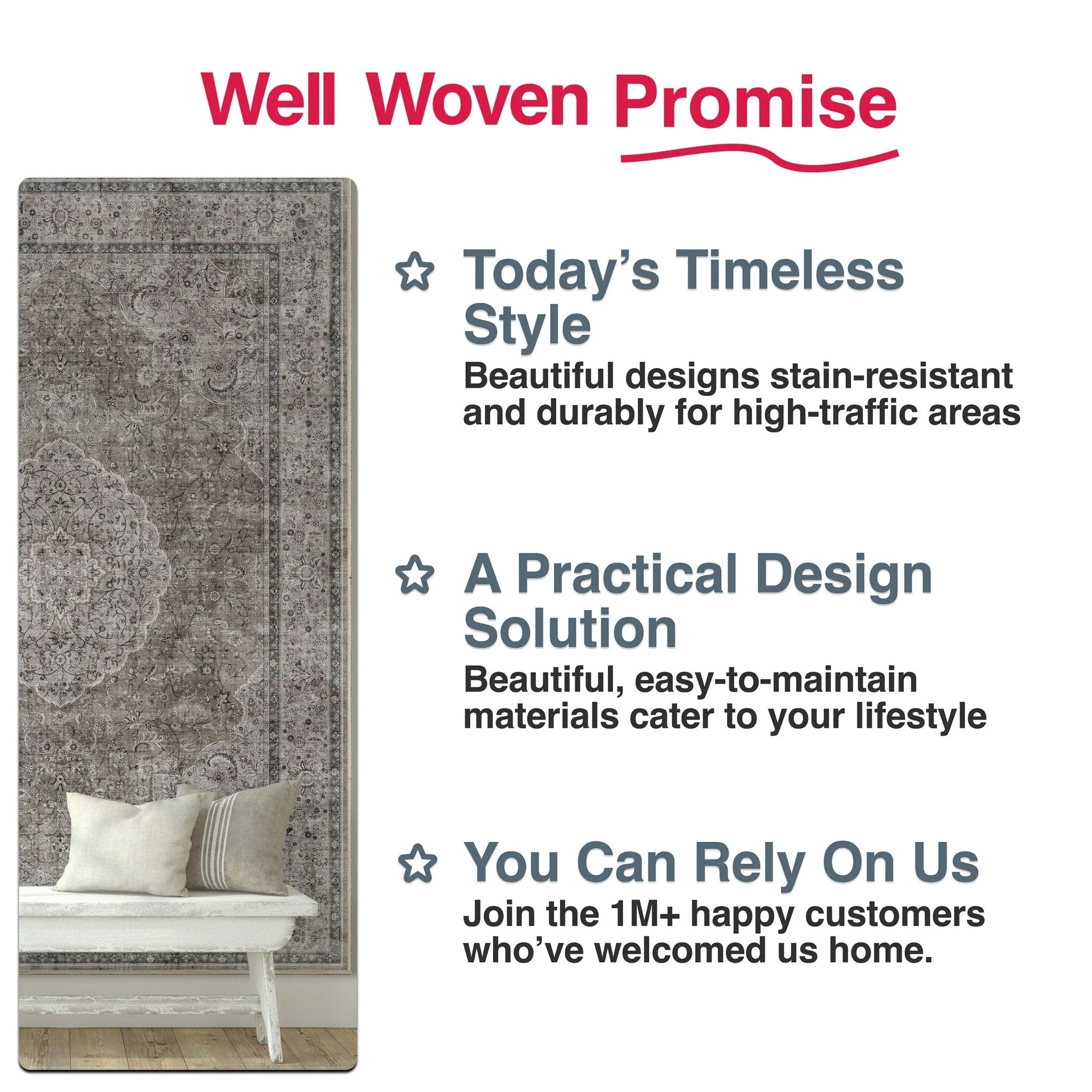 Asha 2-in-1 Odette Vintage Flat-Weave Rug + Rug Pad Included、mySite、gigharbornorthrealestate