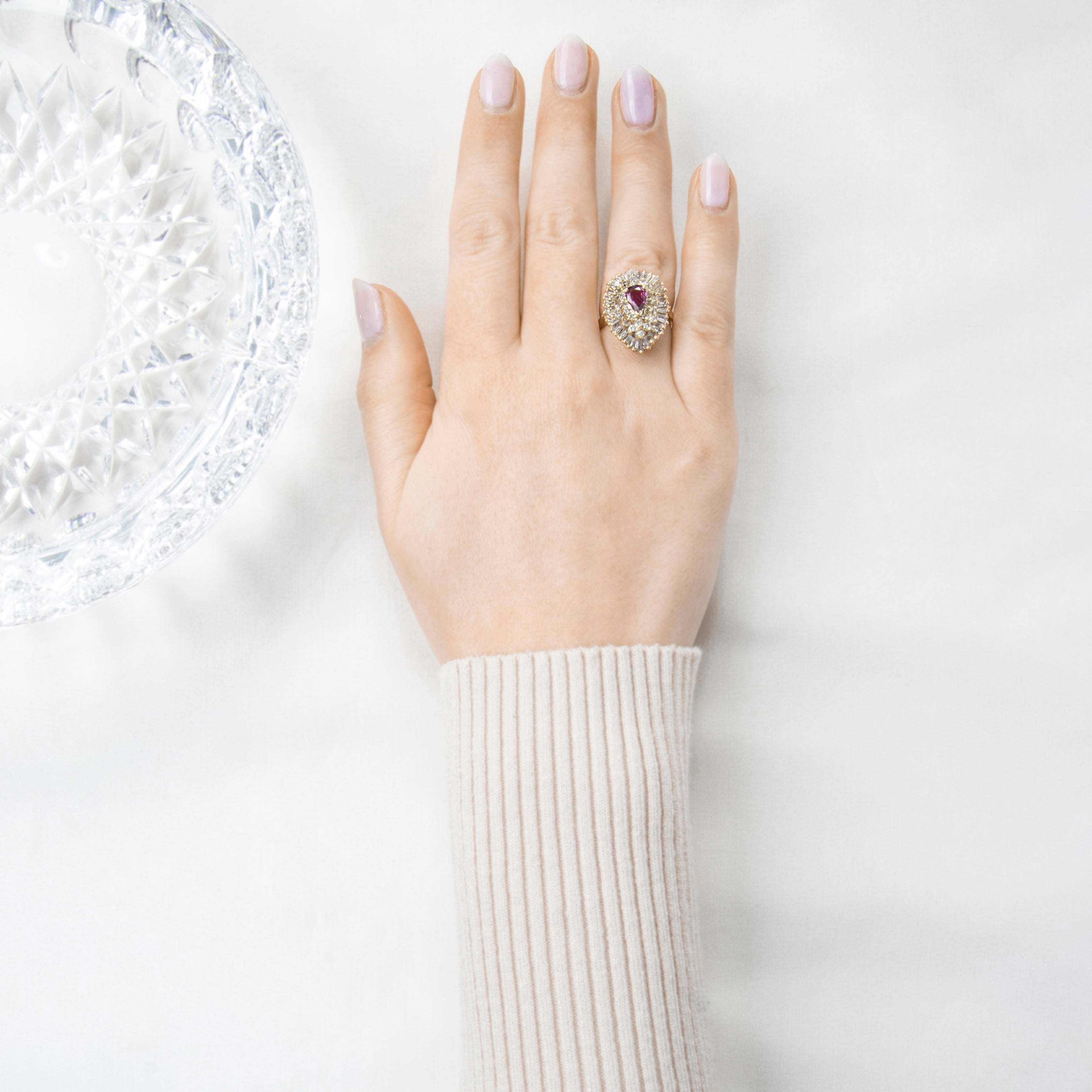 Vintage Large 14k Yellow Gold Ruby 1.13cttw Diamond Ballerina Cocktail Ring 6.75、mySite、hinf8tx79