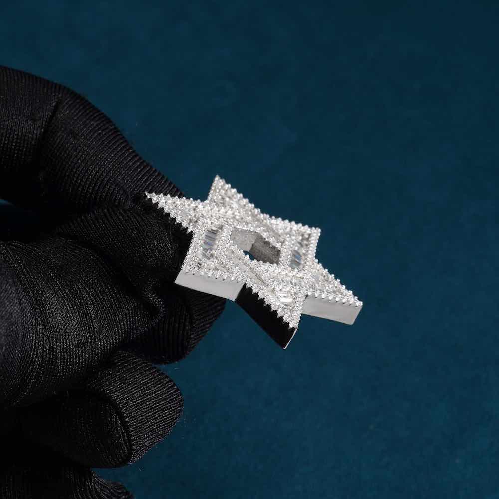 Moissanite Baguette Star of David Pendant 14K Gold、mySite、hinf8tx79