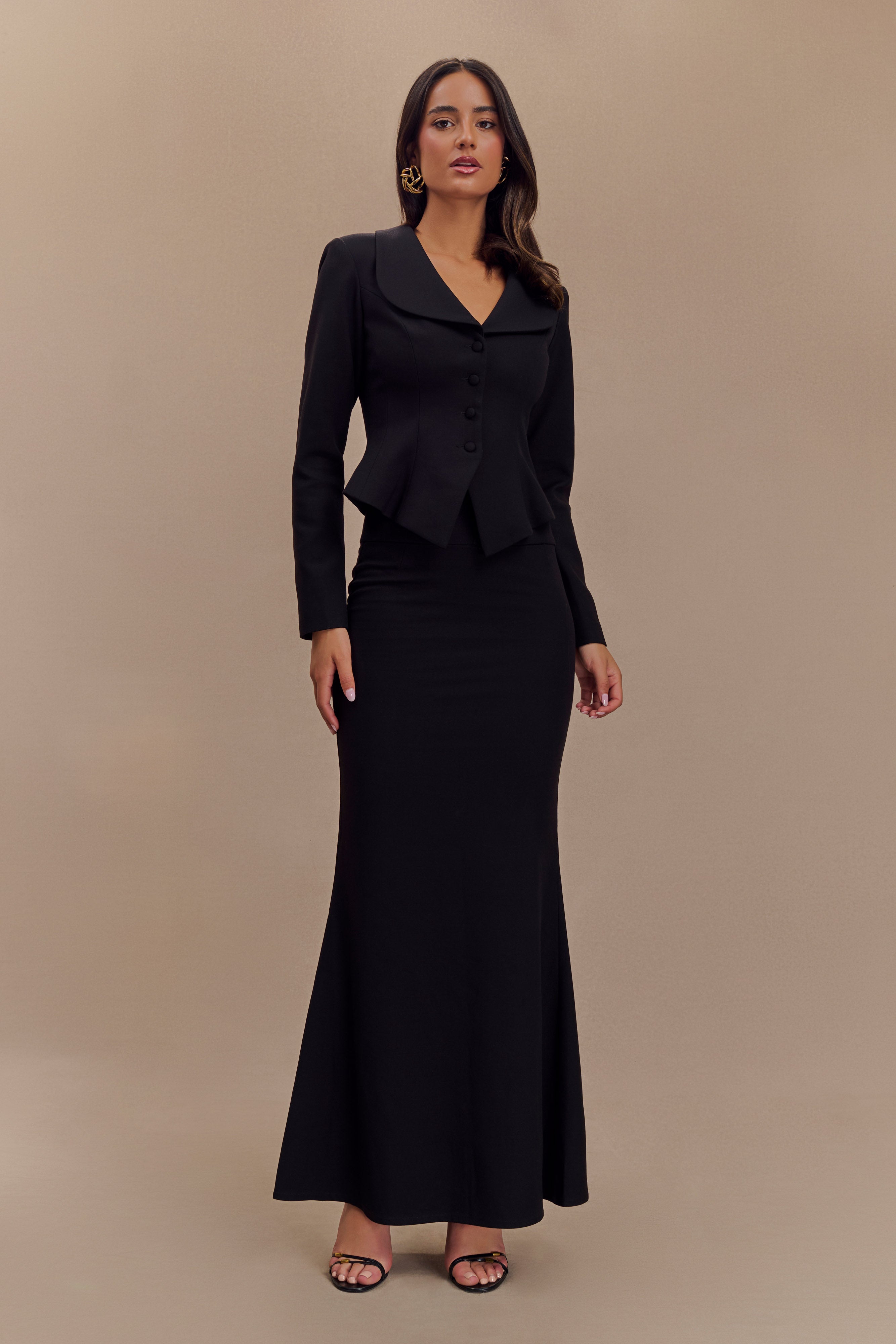 Grace Suiting Maxi Skirt - Black、mySite、solidvoid