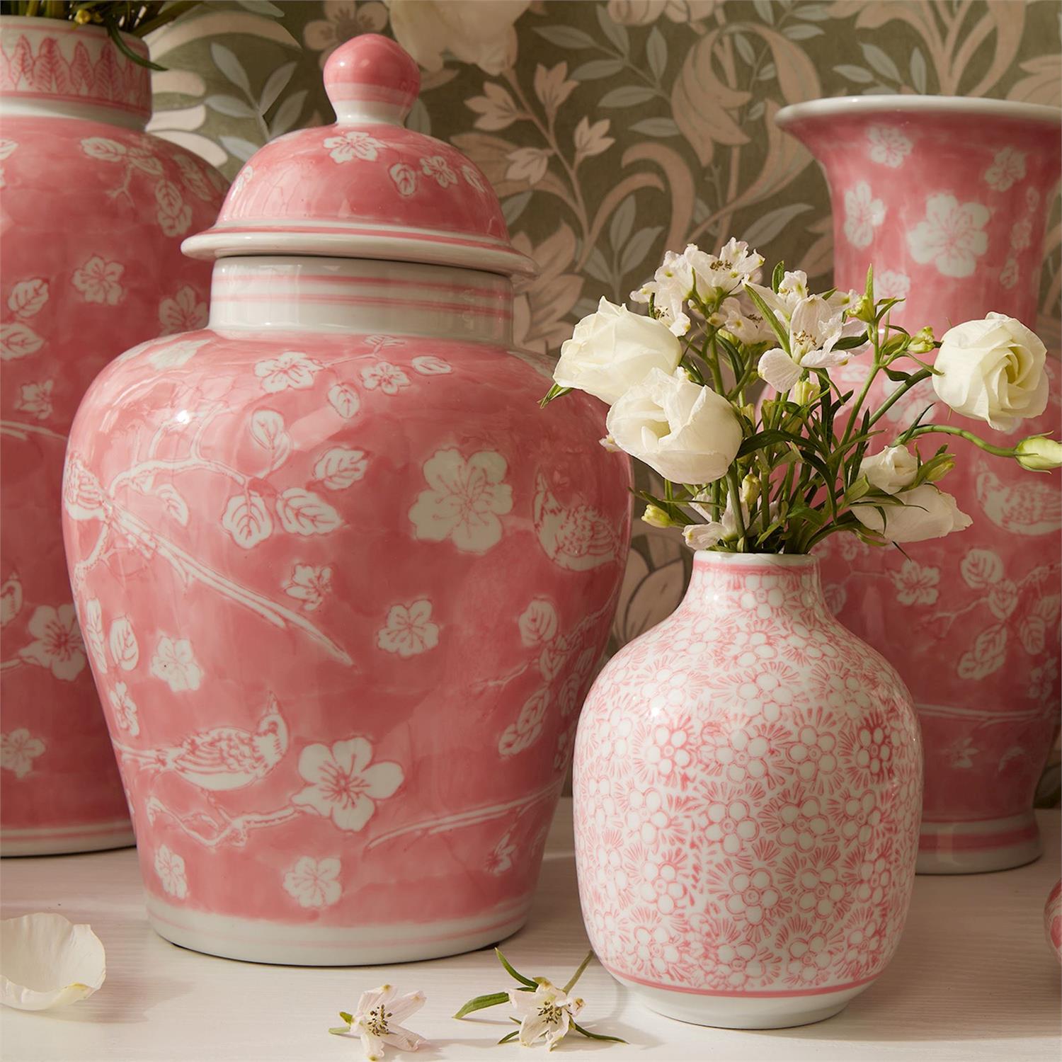  Hand-Painted Pink Chinoiserie Covered Jars Set Of 3、mySite、elrpsem3k