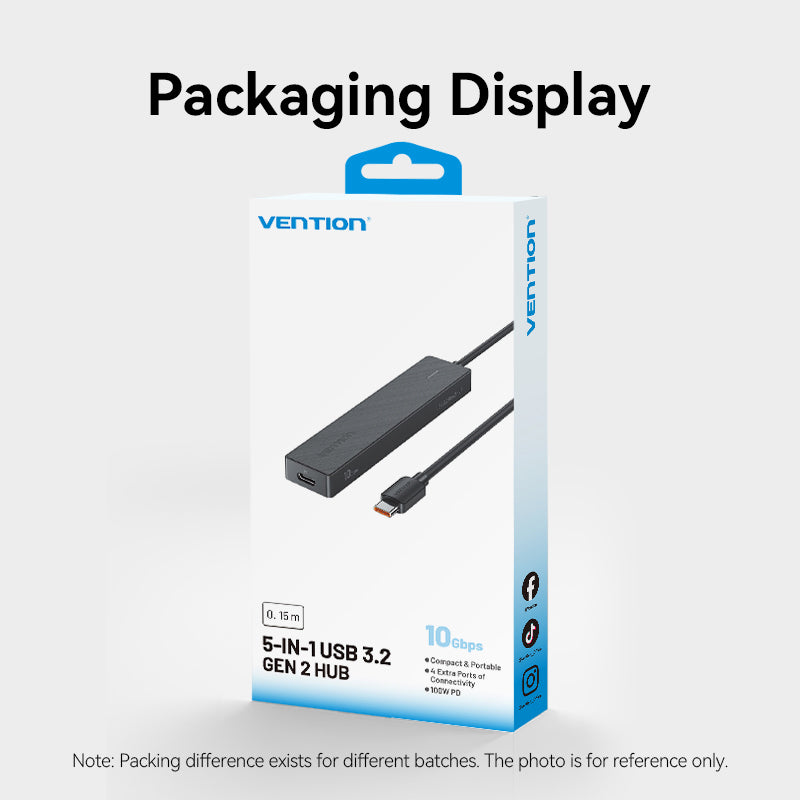 Vention USB-C to USB 3.2 Gen 2 Type-A x 4/PD 10G Hub 0.15M Black、mySite、fannypackpong