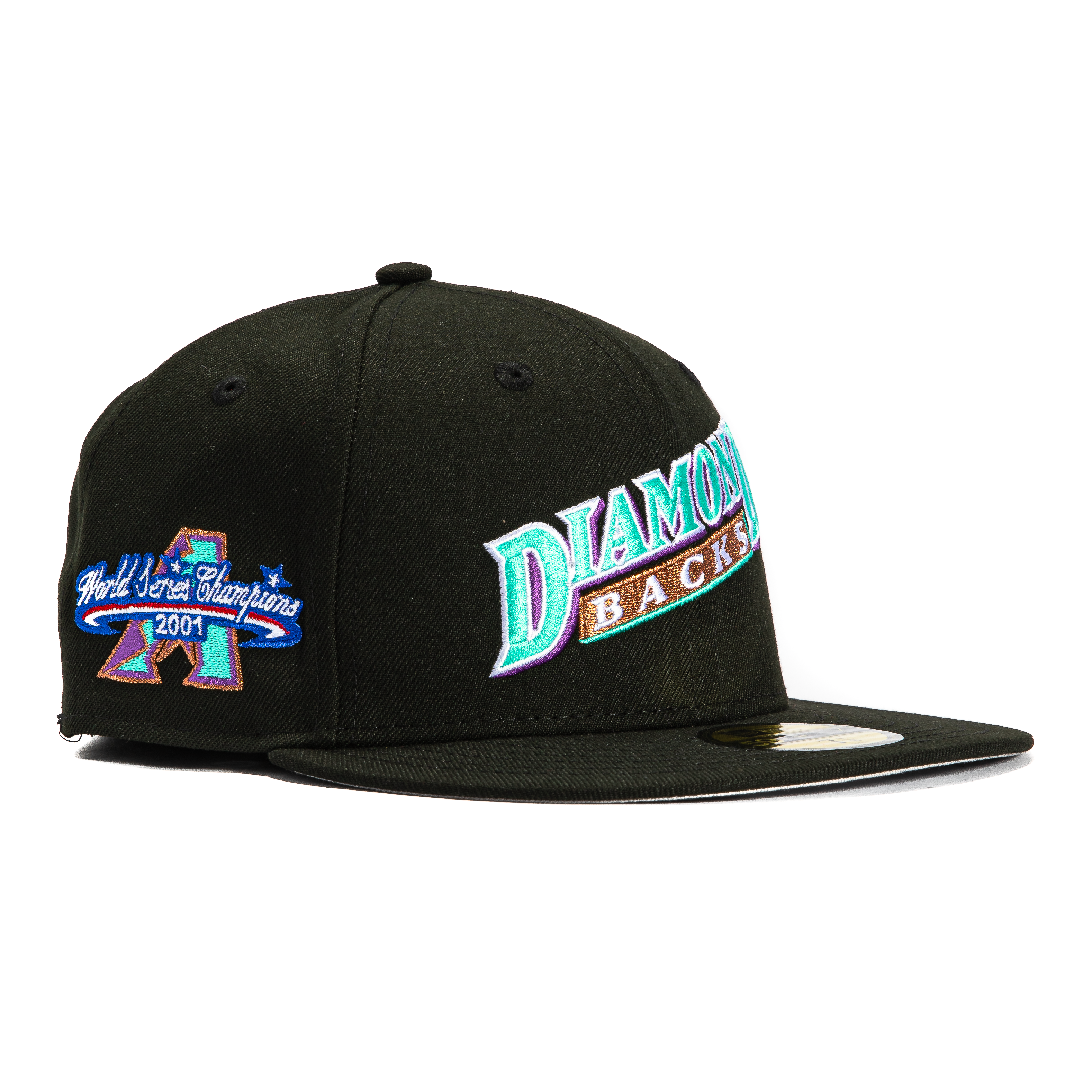 New Era 59Fifty Arizona Diamondbacks 2001 World Series Champions Patch Logo Hat - Black, Neon Blue, Metallic Copper、mySite、vikingsvslions