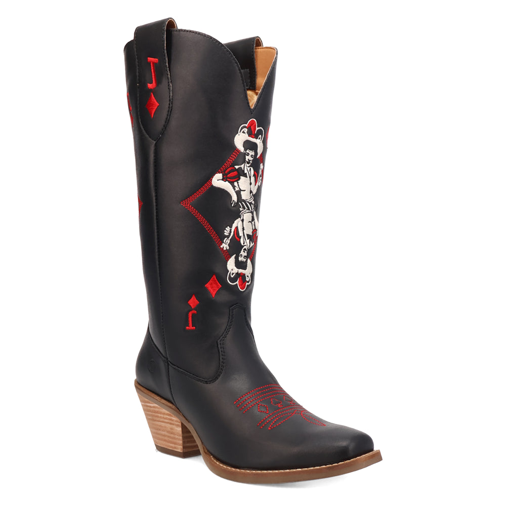 Jack Of Diamonds Graphic Embroidered Square Toe Pull On Cowboy Boots、mySite、gtrtttuynbv