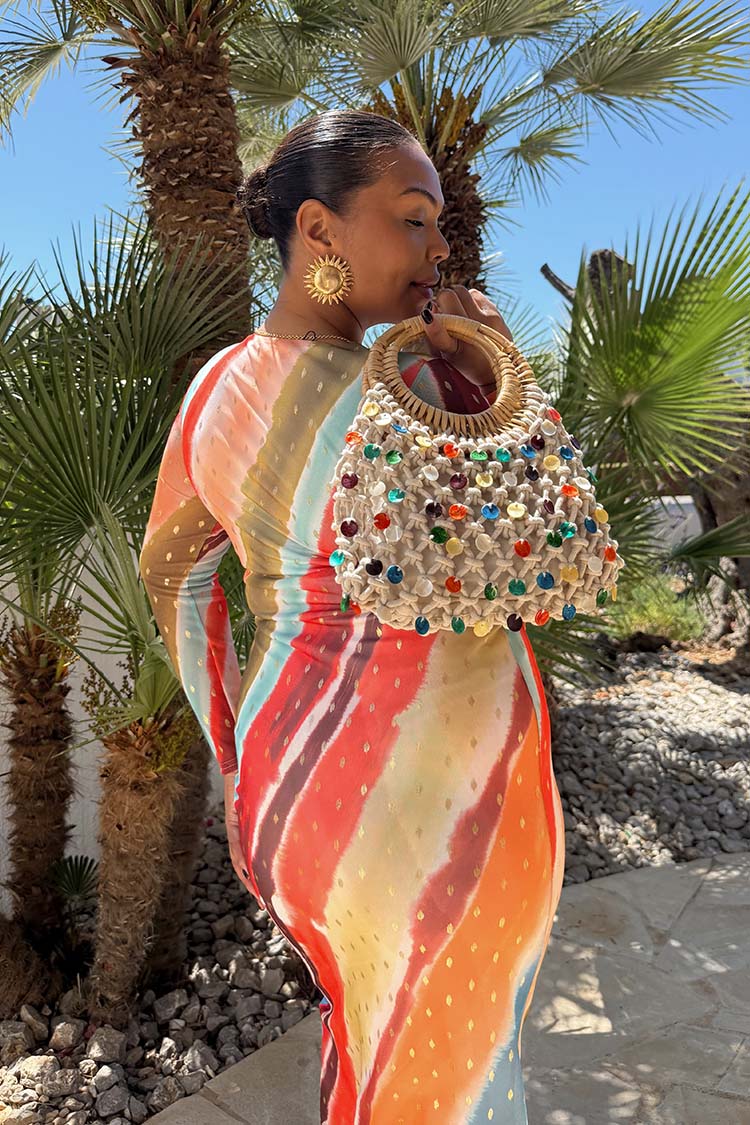 Sunset Stripe Mesh Midi Dress、mySite、solidvoid