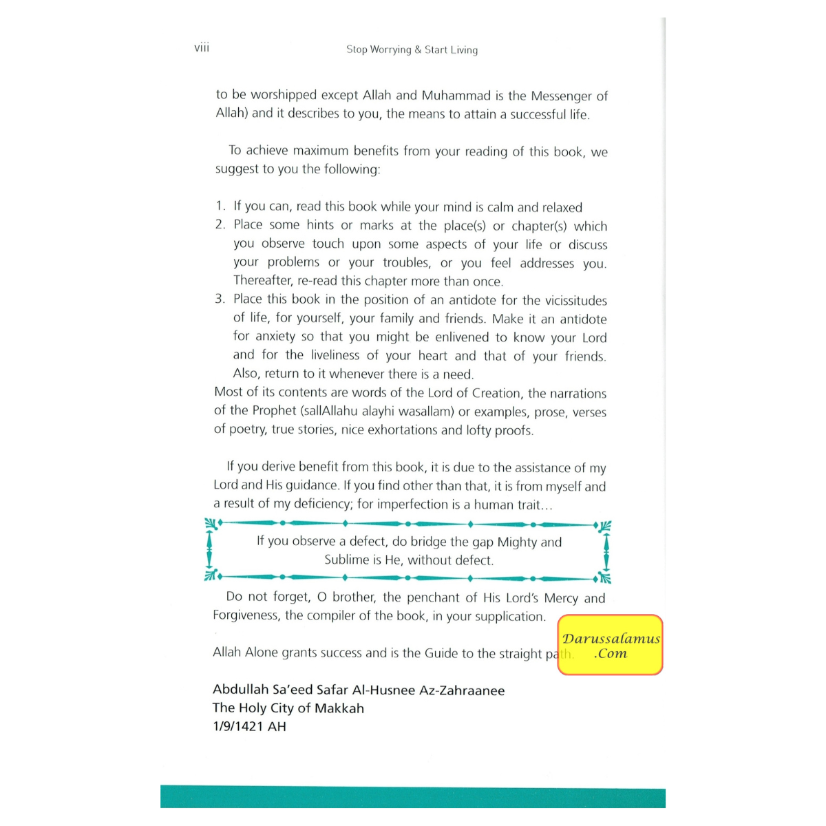 Stop Worrying & Start Living By Abdullah Bin Saeed Az-Zahranee、mySite、topwebapps