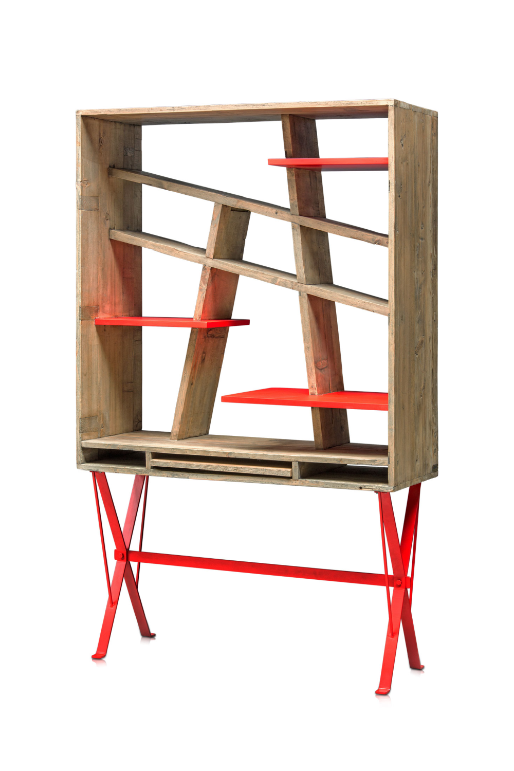 Red Accented Bureau Bookcase | Versmissen Exxes、mySite、neckold