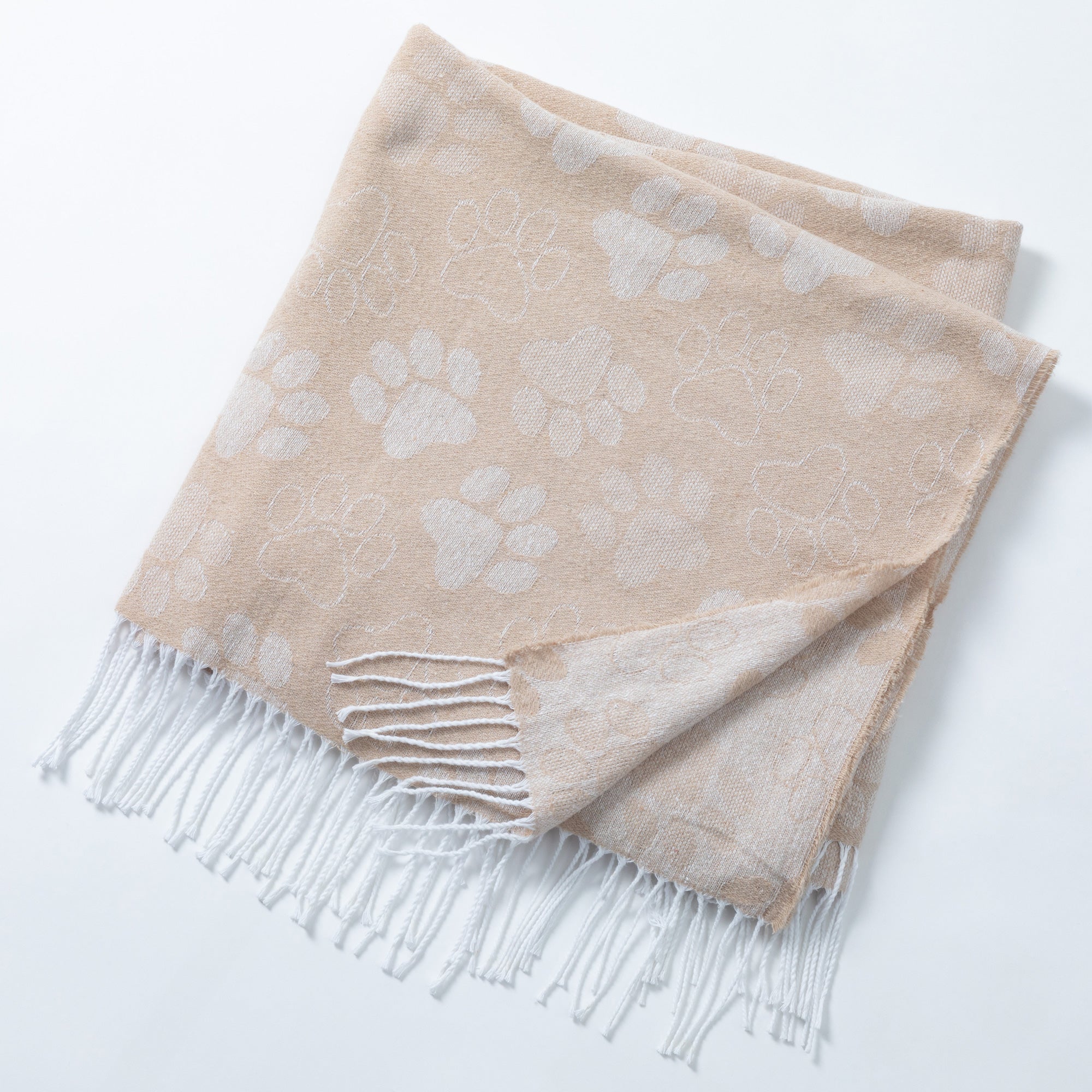 Ukrainian Cotton Blend Paw Throw Blanket with Fringe、mySite、camillekostekn