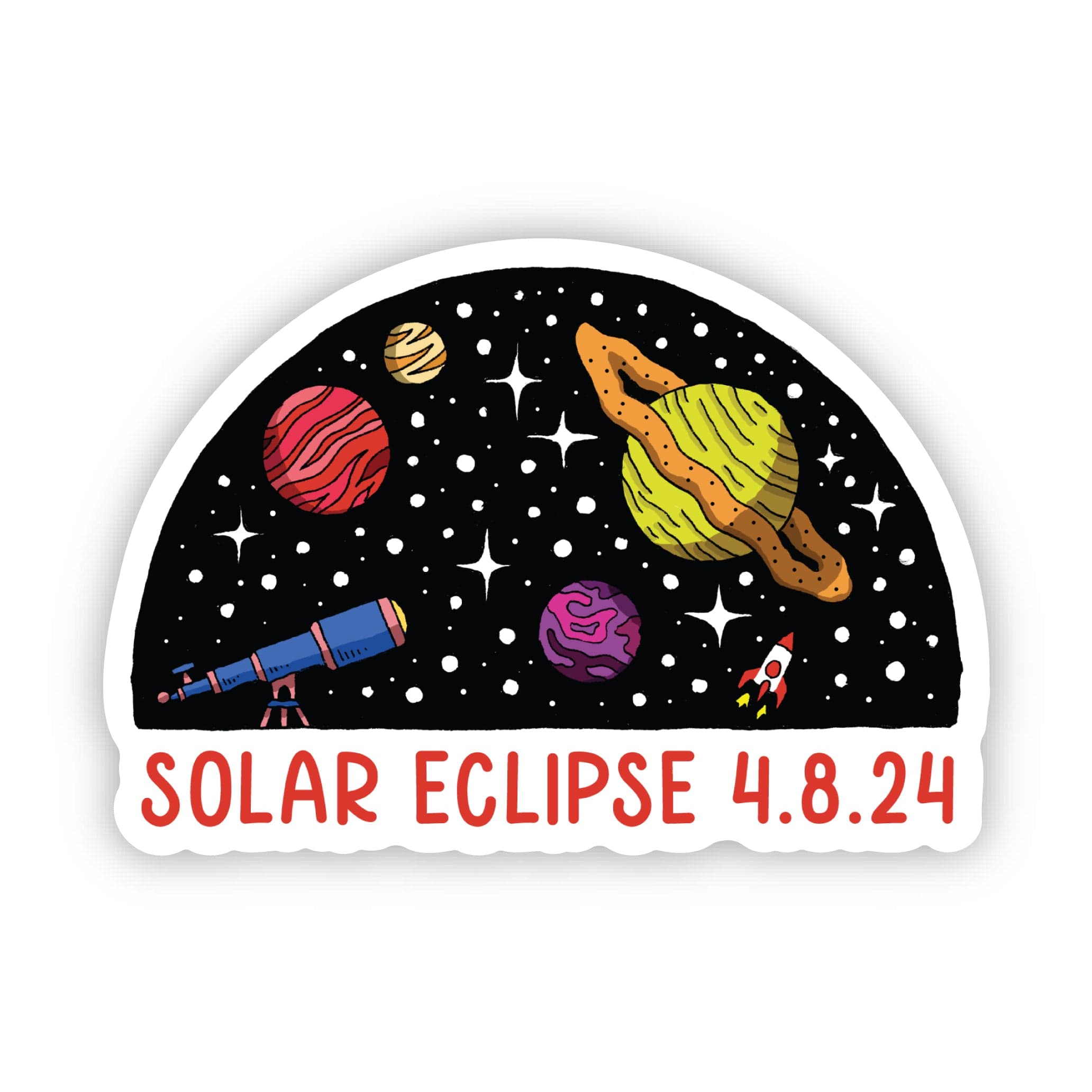  Solar Eclipse Telescope & Planets Sticker | April 8, 2024、mySite、elrpsem3k